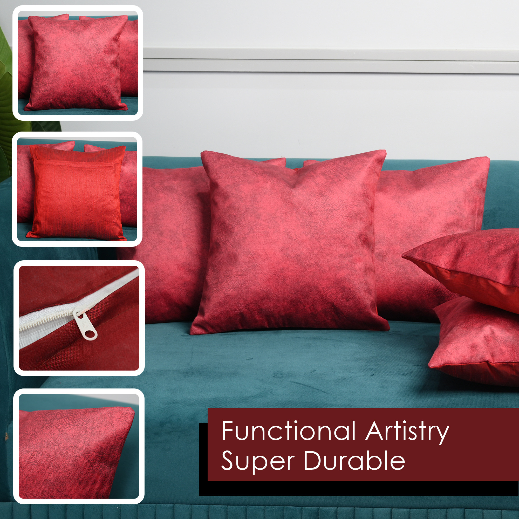 Kuber Industries Cushion Cover  Pillow Covers for Sofa  Throw Cushion Cover  Sleeve Cushion Cover  Cushion Case for Decor  Broken Wall Texture Cushion Cover  16 Inch  Set of 5  Pink