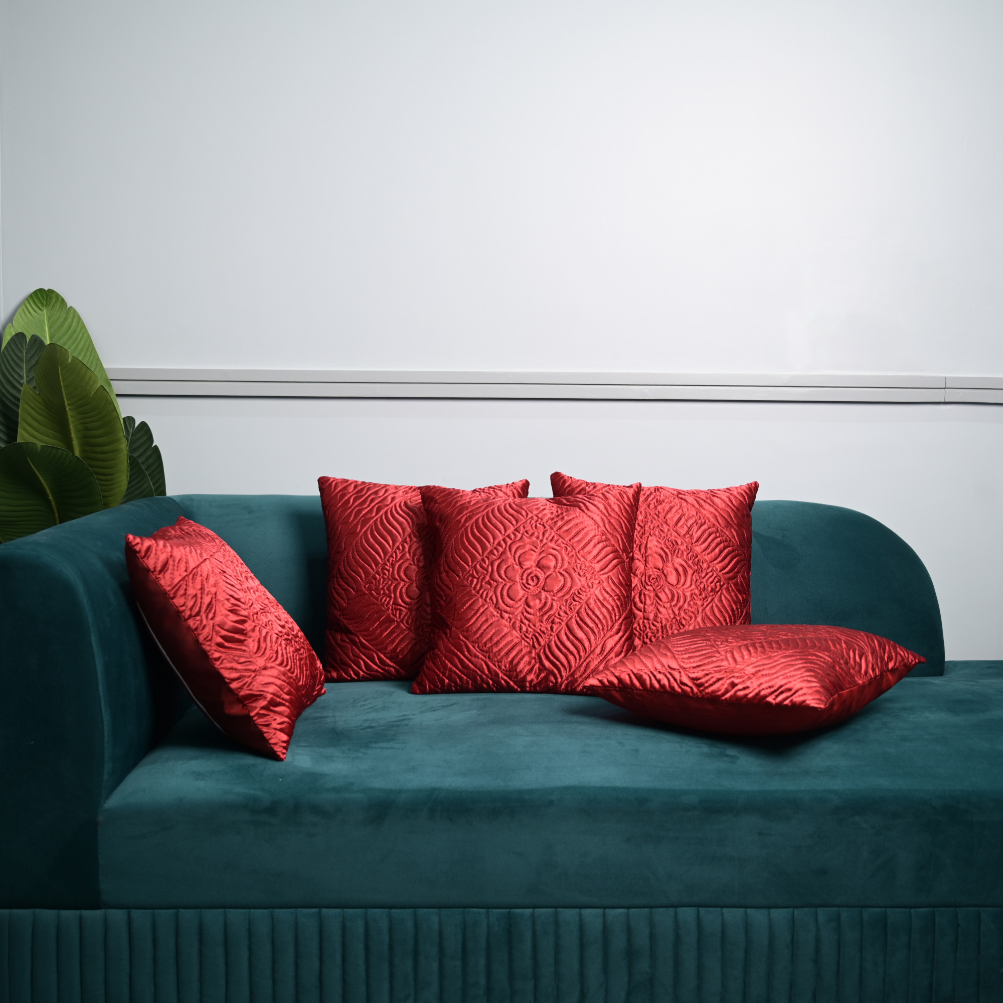 Kuber Industries Cushion Cover  Pillow Covers for Sofa  Throw Cushion Cover  Sleeve Cushion Cover  Cushion Case for Decor  Embossed Cushion Cover  16 Inch  Set of 5  Maroon