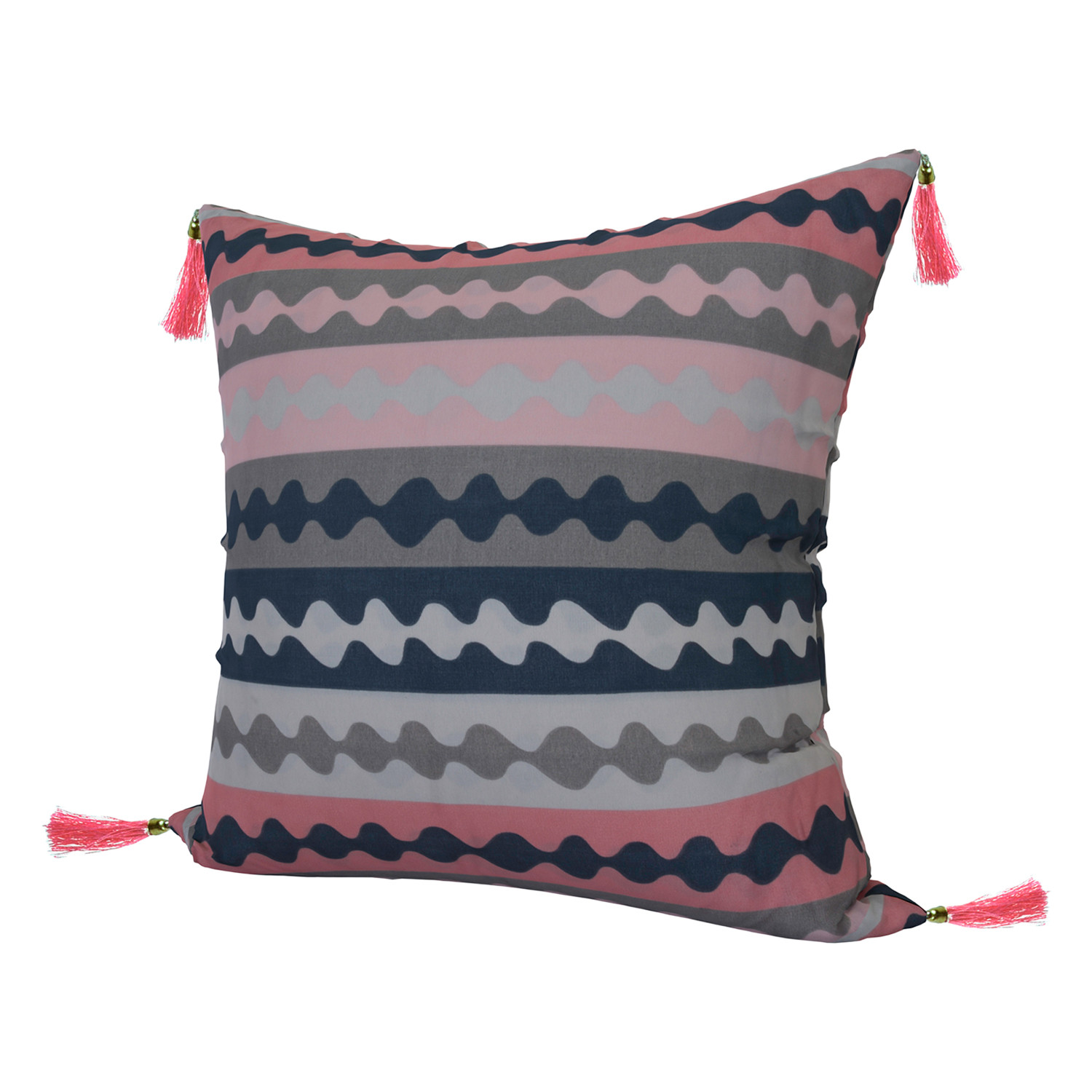 Kuber Industries Cushion Cover | Square Cushion Covers | Cotton Cushion Covers | Zig Zag Design Cushion Covers with Tassels | Set of 5 | 16 Inch | Multicolor