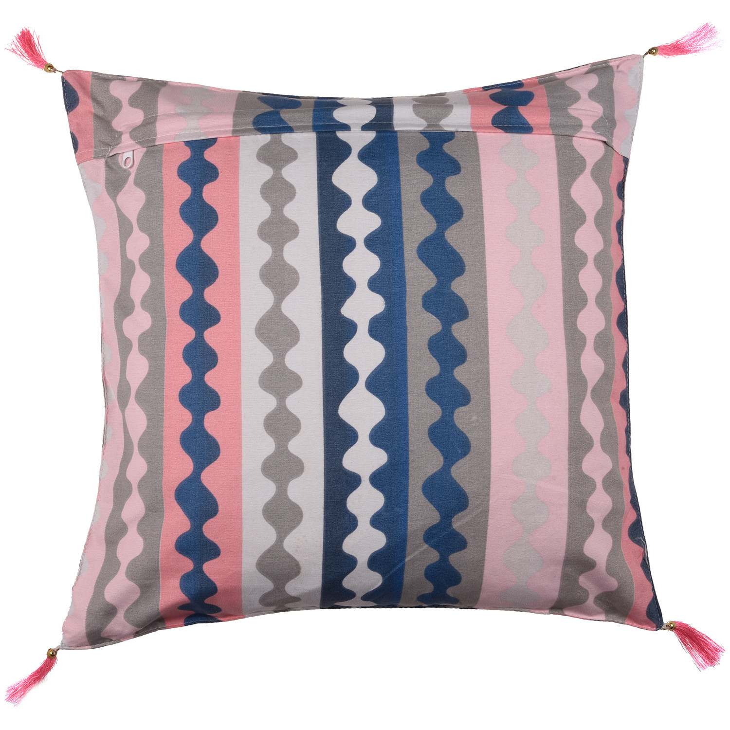 Kuber Industries Cushion Cover | Square Cushion Covers | Cotton Cushion Covers | Zig Zag Design Cushion Covers with Tassels | Set of 5 | 16 Inch | Multicolor