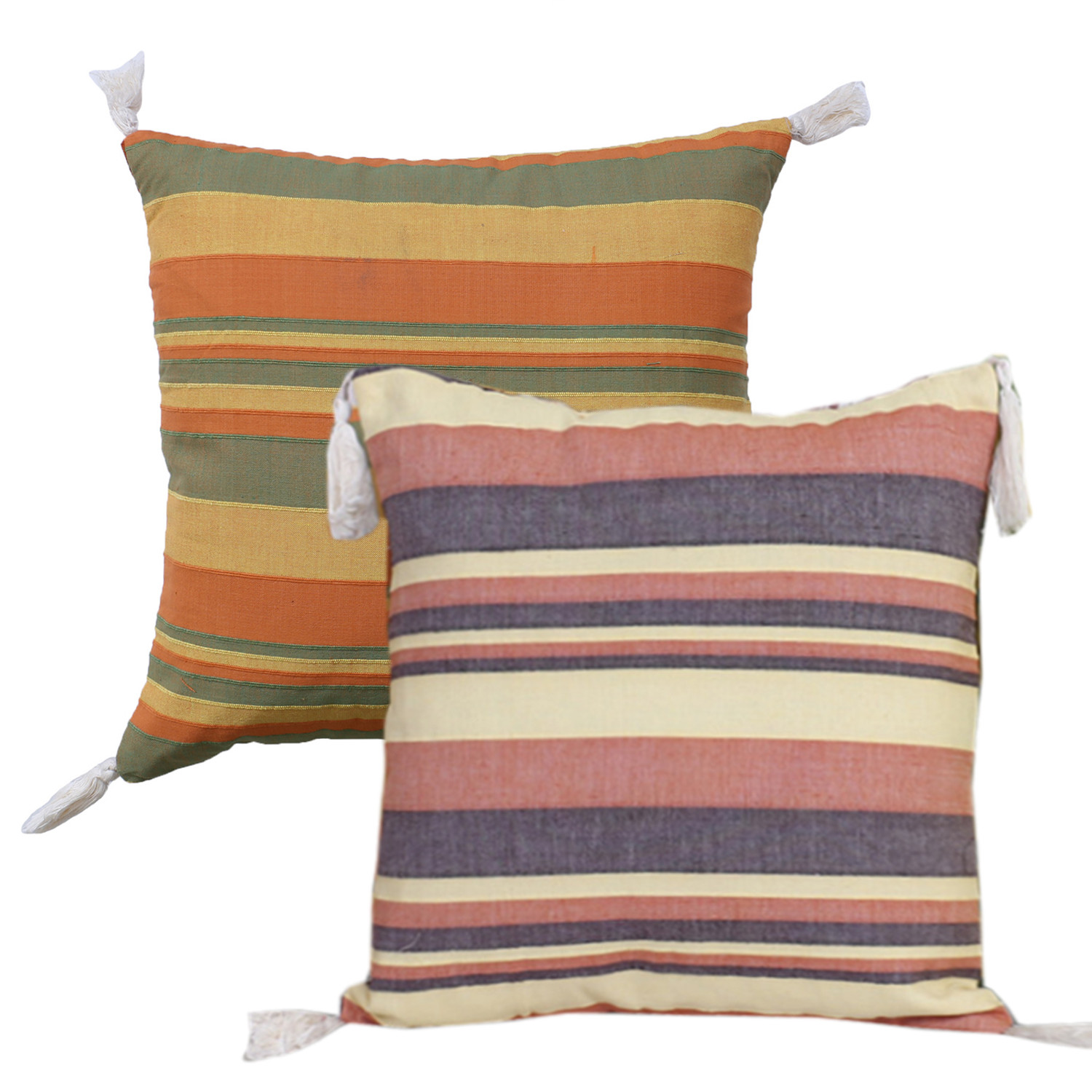 Kuber Industries Cushion Cover With Corner Tassel|Ractangle Cushion Covers|Sofa Cushion Covers|Cushion Covers 16 inch x 16 inch|Cushion Cover Set of 5 (Multicolor)