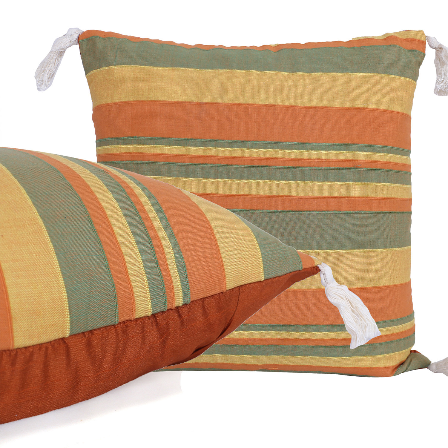Kuber Industries Cushion Cover With Corner Tassel|Ractangle Cushion Covers|Sofa Cushion Covers|Cushion Covers 16 inch x 16 inch|Cushion Cover Set of 5 (Multicolor)