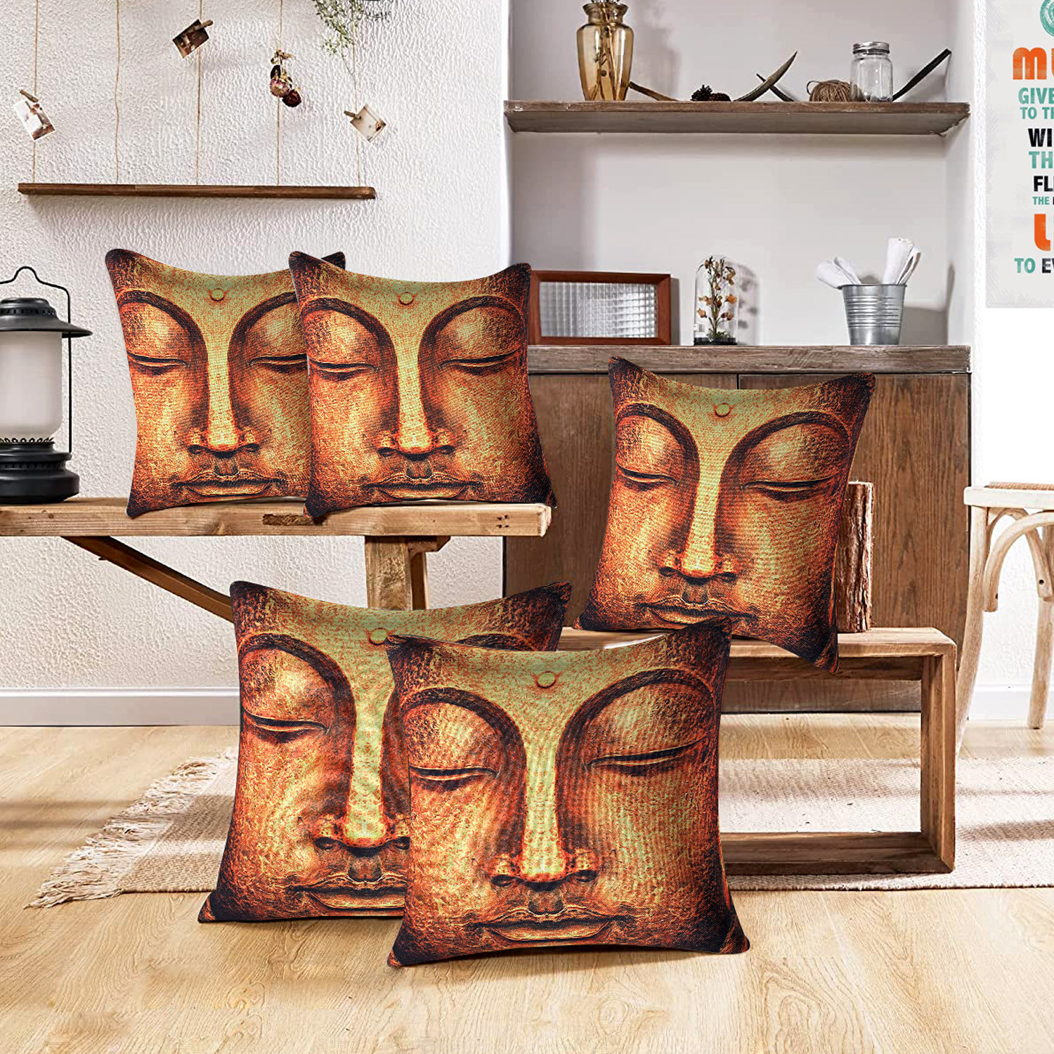 Kuber Industries Cushion Cover|Ractangle Cushion Covers|Sofa Cushion Covers|Cushion Covers 16 inch x 16 inch|Cushion Cover Set of 5 (Yellow)