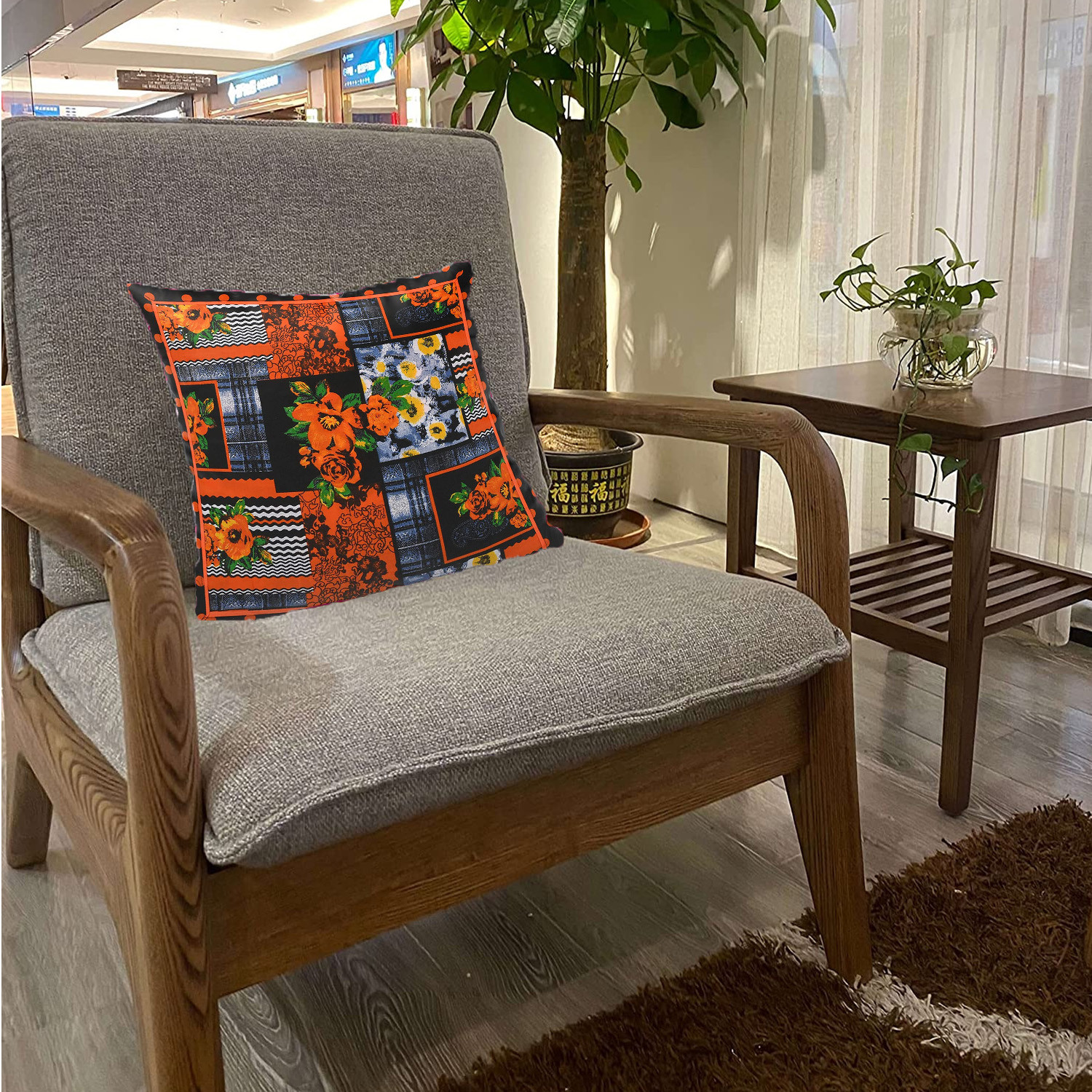 Kuber Industries Cushion Cover|Ractangle Cushion Covers|Sofa Cushion Covers|Cushion Covers 16 inch x 16 inch|Cushion Cover Set of 5 (Orange)