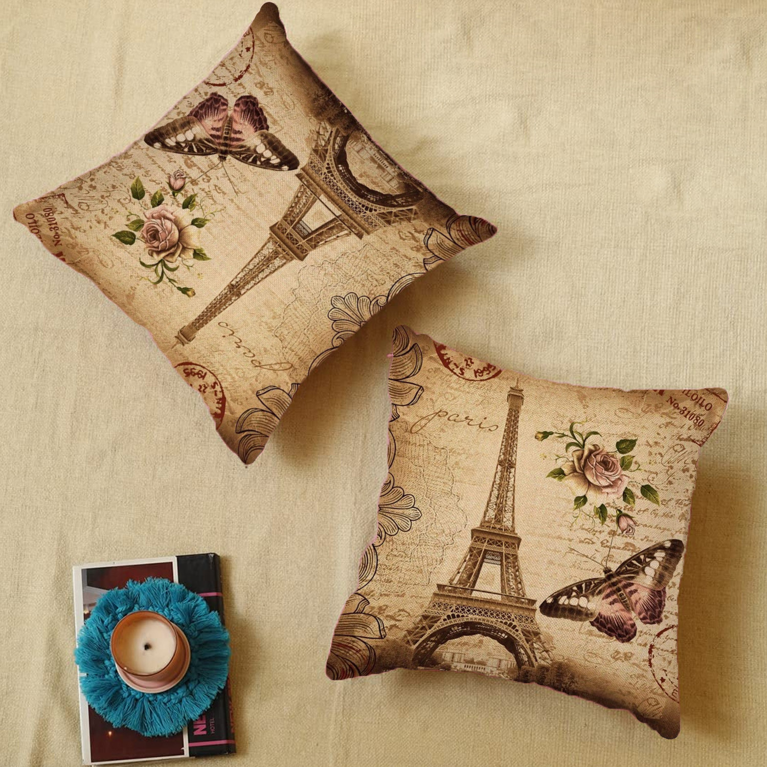 Kuber Industries Cushion Cover|Ractangle Cushion Covers|Sofa Cushion Covers|Cushion Covers 16 inch x 16 inch|Cushion Cover Set of 5 (Brown)
