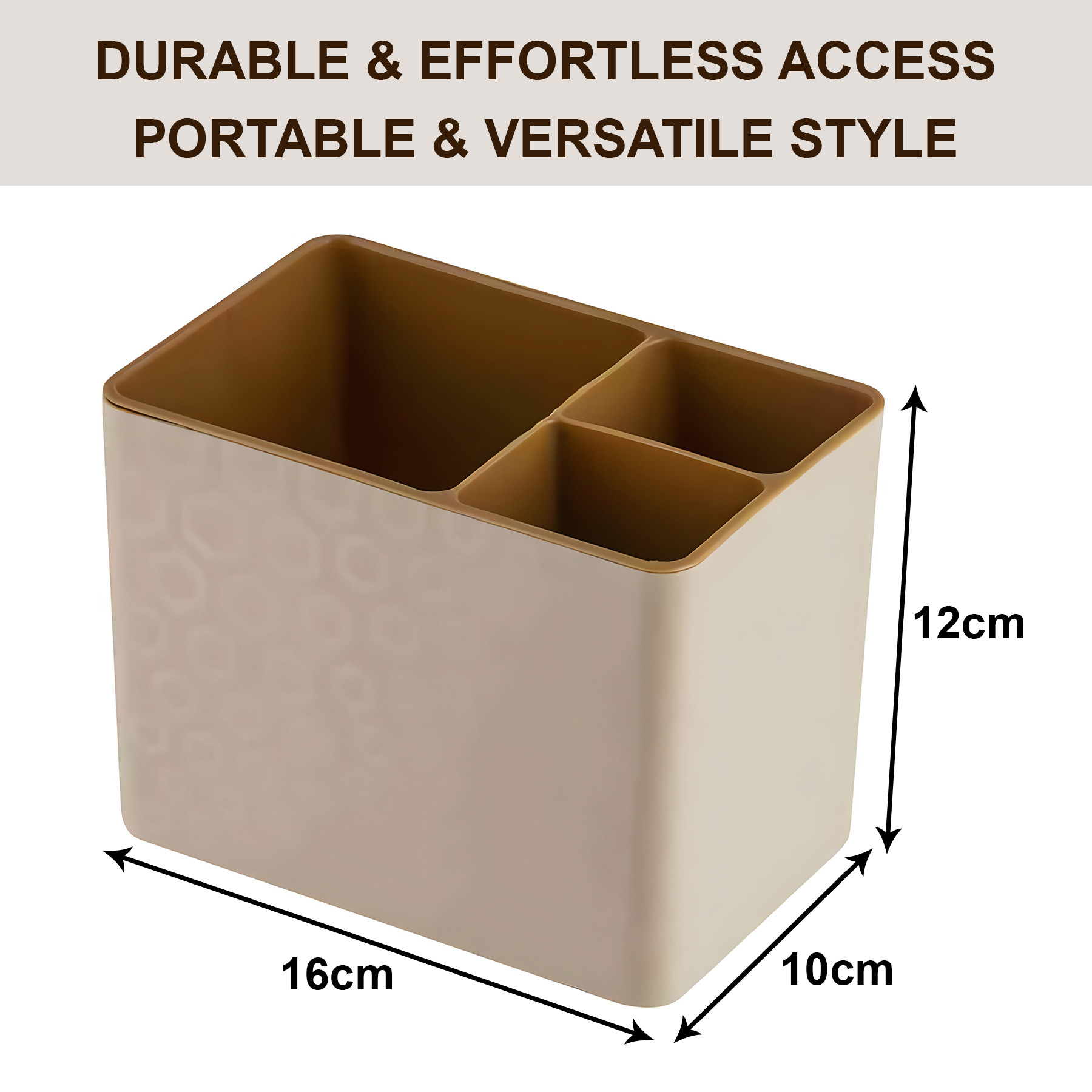 Kuber Industries Cutlery Holder | Plastic Stationery Box | Stationery Organizer | Cutlery Organizer | Kitchen Organizer | InStyle Cutlery Stand | Sandy Brown