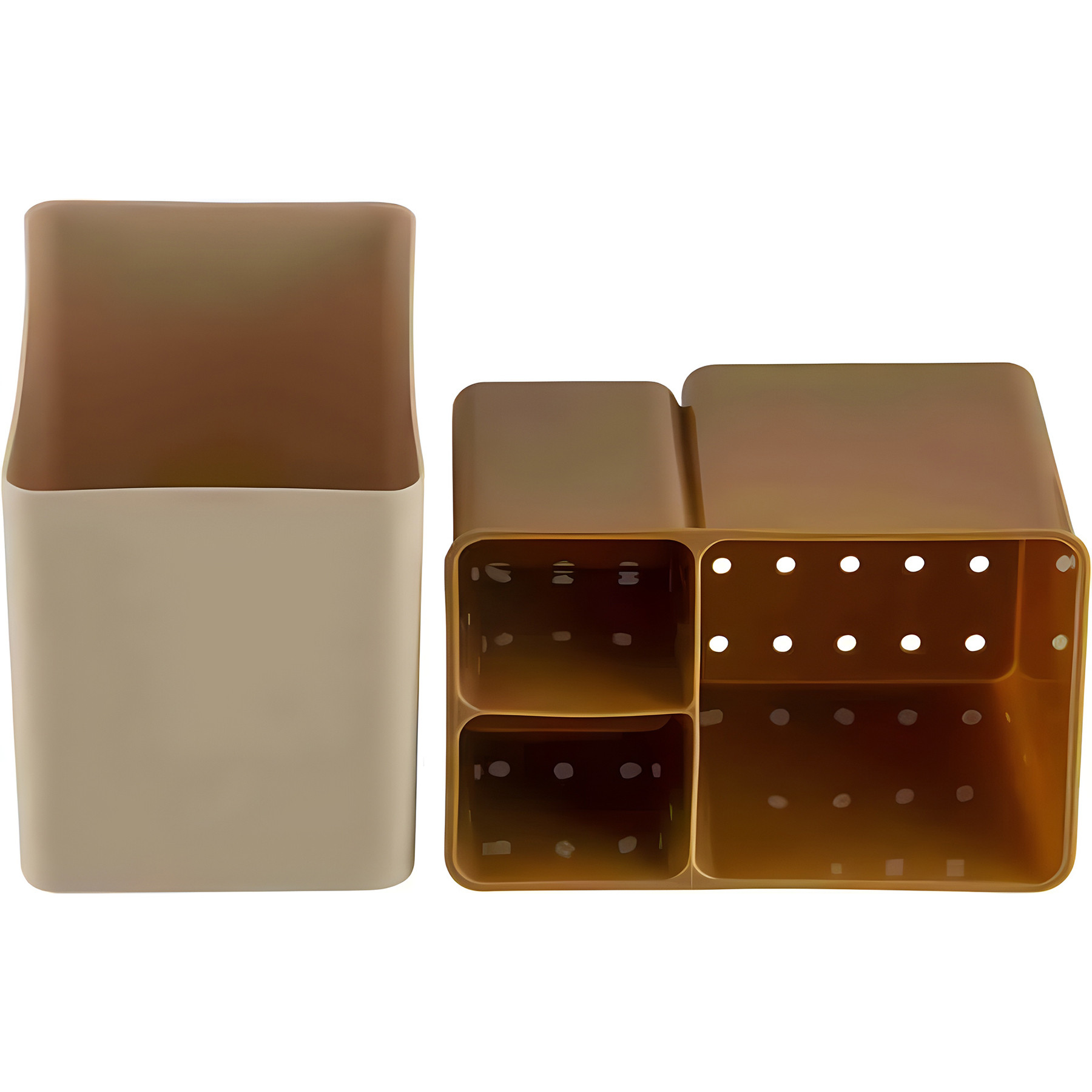 Kuber Industries Cutlery Holder | Plastic Stationery Box | Stationery Organizer | Cutlery Organizer | Kitchen Organizer | InStyle Cutlery Stand | Sandy Brown