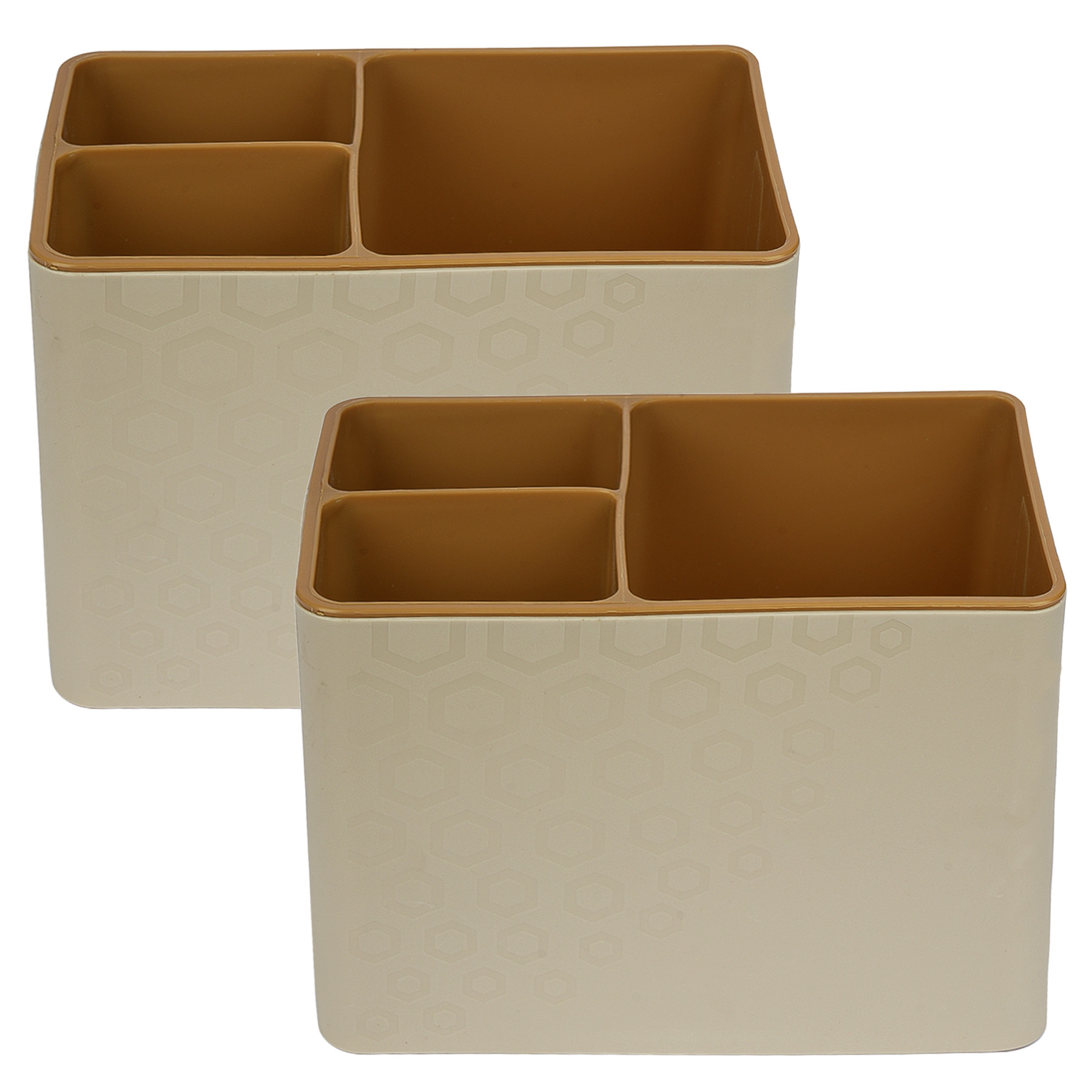Kuber Industries Cutlery Holder | Plastic Stationery Box | Stationery Organizer | Cutlery Organizer | Kitchen Organizer | InStyle Cutlery Stand | Sandy Brown