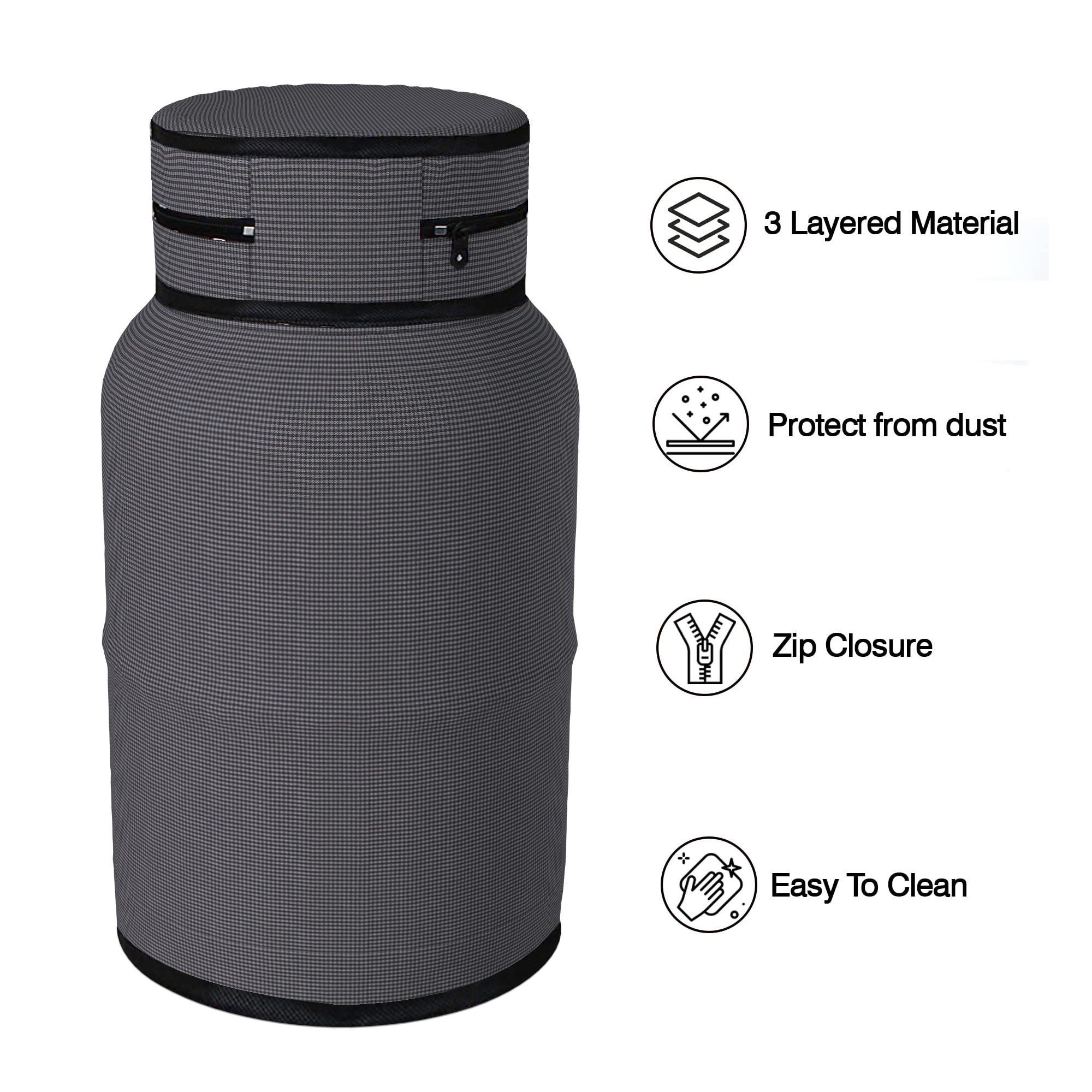 Kuber Industries Cylinder Cover  Cylinder Cover for Kitchen  Gas Cylinder Cover  Cylinder Tank Cover  PVC LPG Cylinder Cover  Foldable Cylinder Cover  Mini Check  Grey