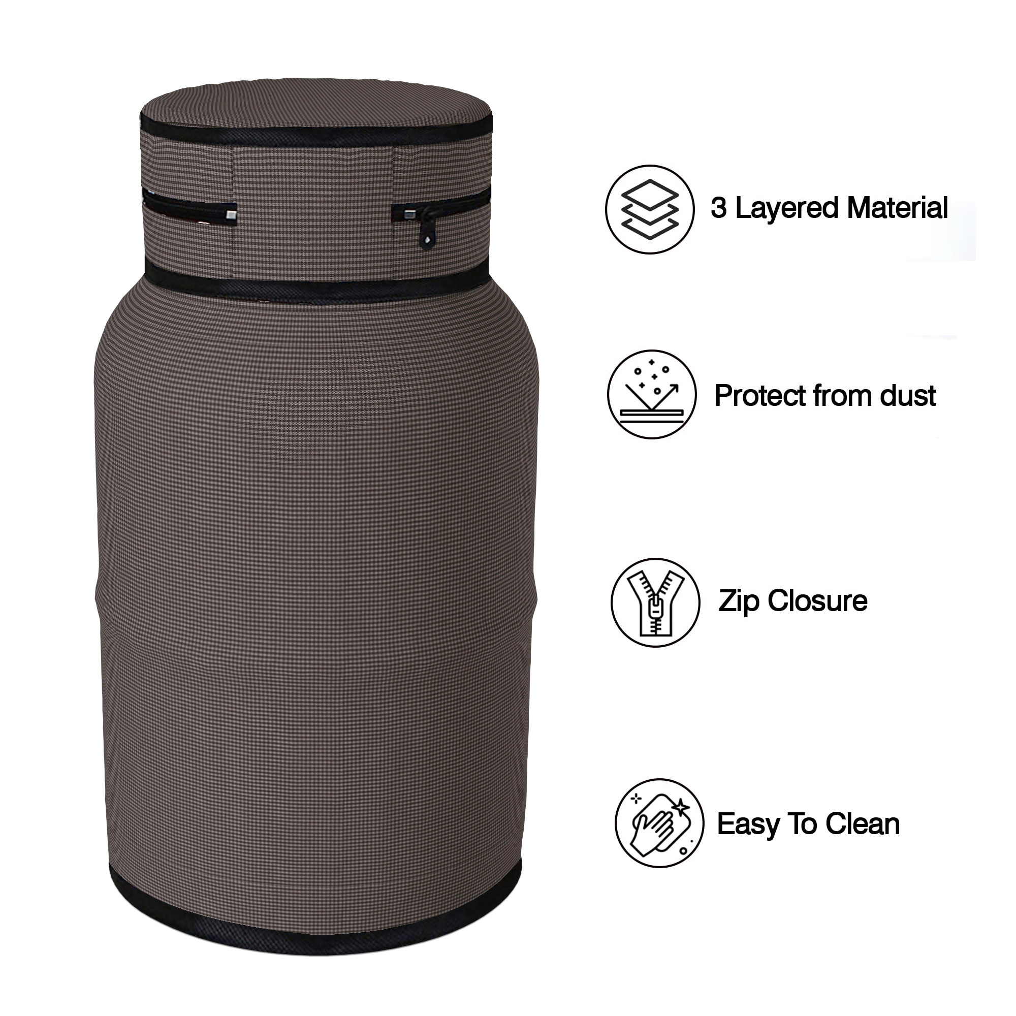 Kuber Industries Cylinder Cover  Gas Cylinder Cover  Cylinder Tank Cover  Cylinder Cover for Kitchen  PVC LPG Cylinder Cover  Foldable Cylinder Cover  Mini Check  Brown