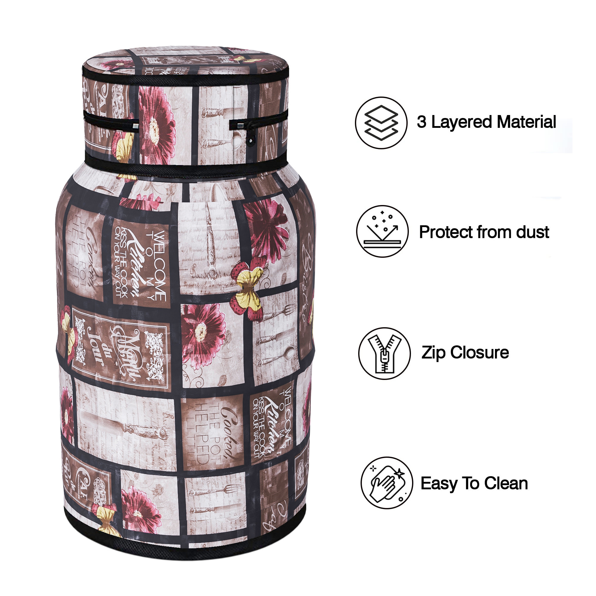 Kuber Industries Cylinder Cover  Gas Cylinder Cover  Cylinder Tank Cover  Cylinder Cover for Kitchen  PVC LPG Cylinder Cover  Foldable Cylinder Cover  Kitchen Split  Brown