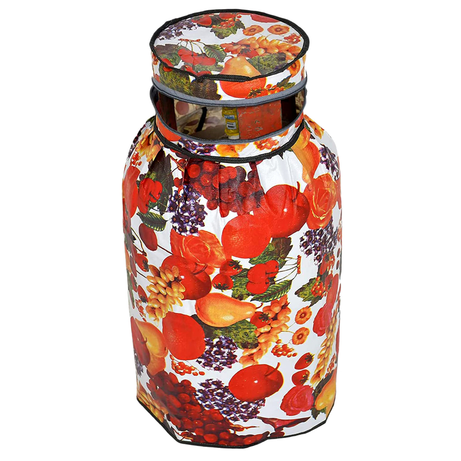 Kuber Industries Cylinder Cover | PVC LPG Cylinder Cover | Washable & Dustproof | Fruit Print Cylinder Tank Cover | Kitchen Cylinder Cover | LPG Gas Tank Cover | Multicolor