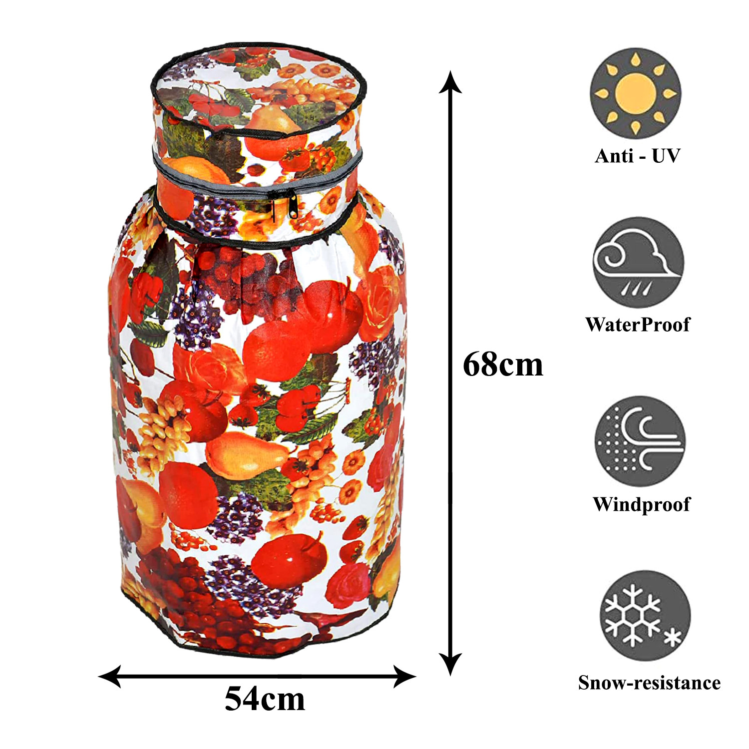 Kuber Industries Cylinder Cover | PVC LPG Cylinder Cover | Washable & Dustproof | Fruit Print Cylinder Tank Cover | Kitchen Cylinder Cover | LPG Gas Tank Cover | Multicolor