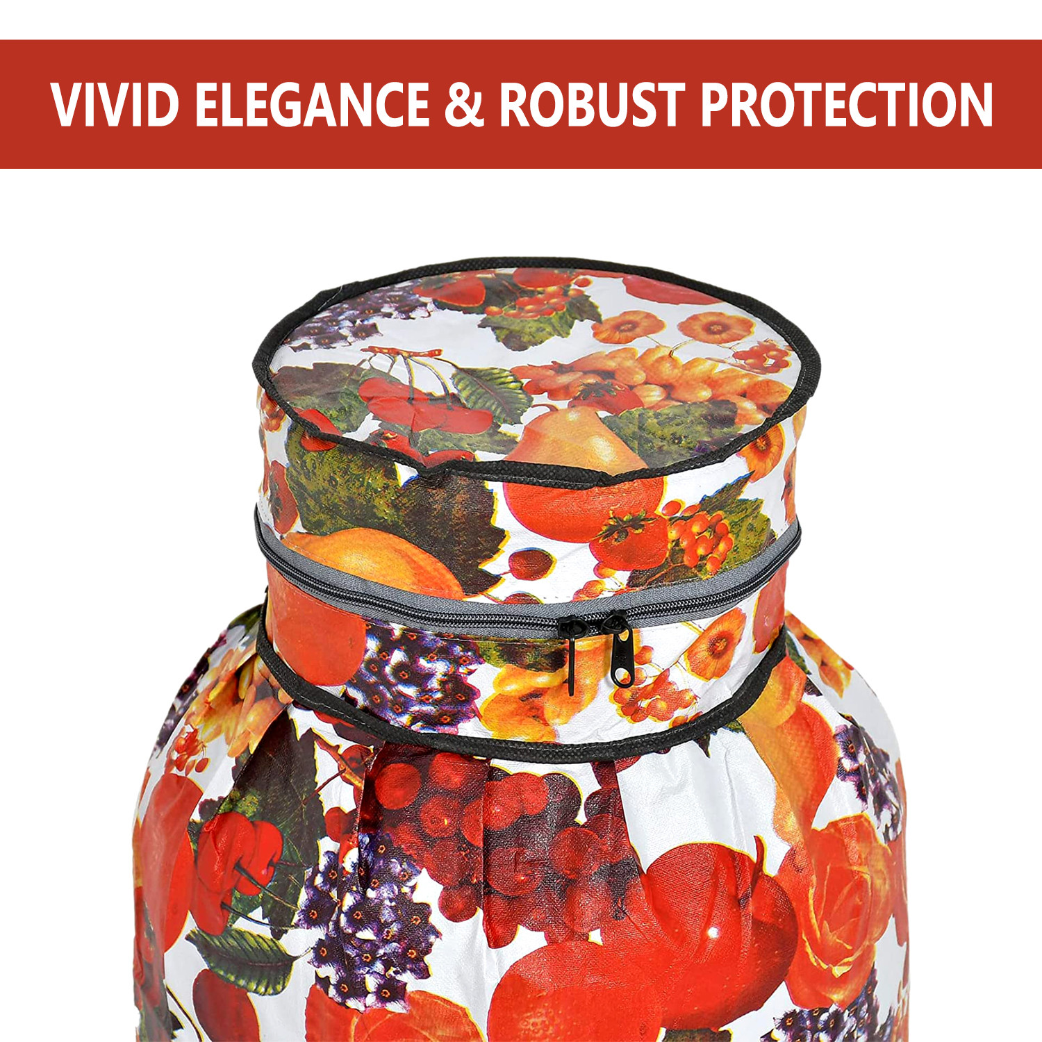 Kuber Industries Cylinder Cover | PVC LPG Cylinder Cover | Washable & Dustproof | Fruit Print Cylinder Tank Cover | Kitchen Cylinder Cover | LPG Gas Tank Cover | Multicolor