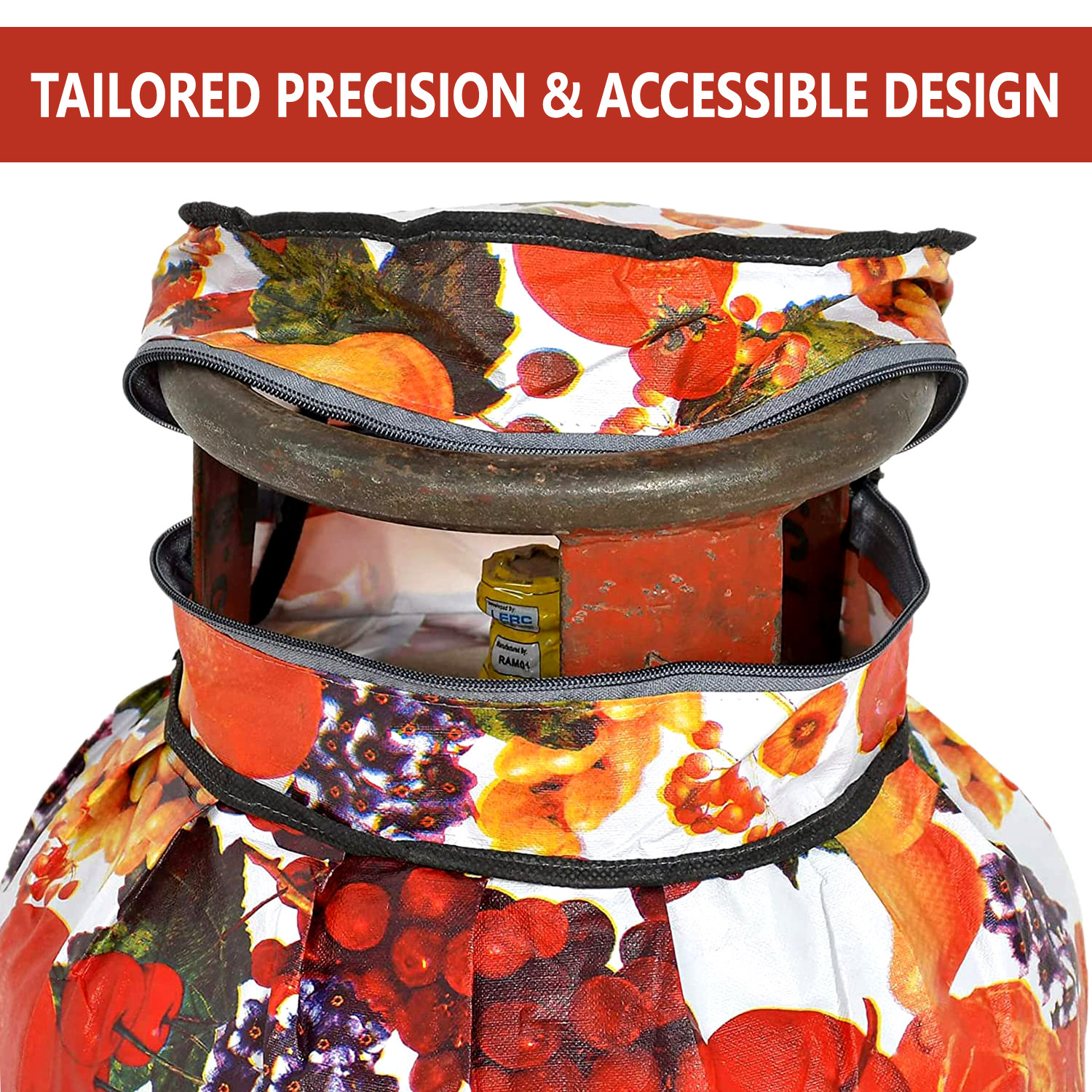 Kuber Industries Cylinder Cover | PVC LPG Cylinder Cover | Washable & Dustproof | Fruit Print Cylinder Tank Cover | Kitchen Cylinder Cover | LPG Gas Tank Cover | Multicolor