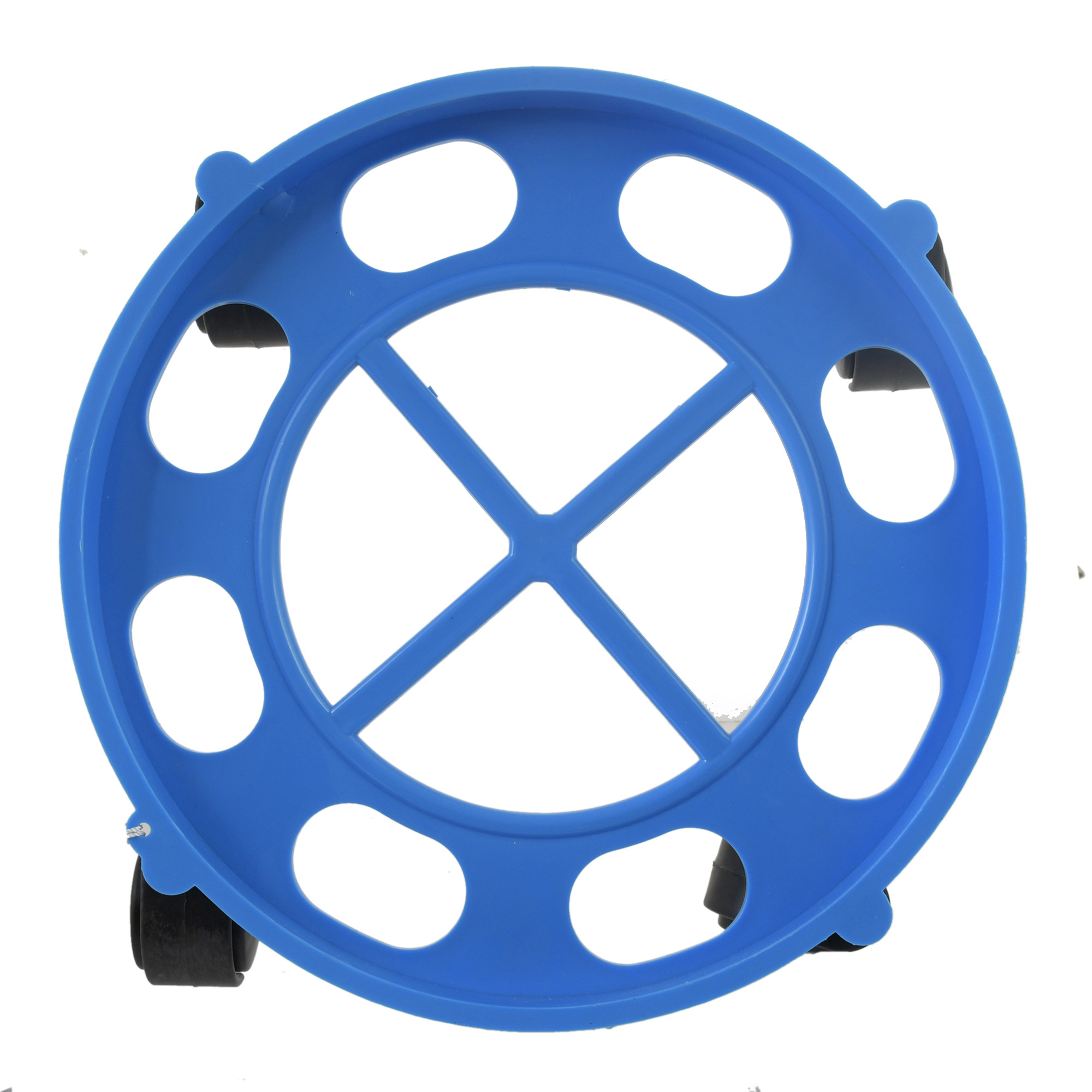 Kuber industries Cylinder Easily Movable Plastic Trolley Stand with Wheels (Blue)