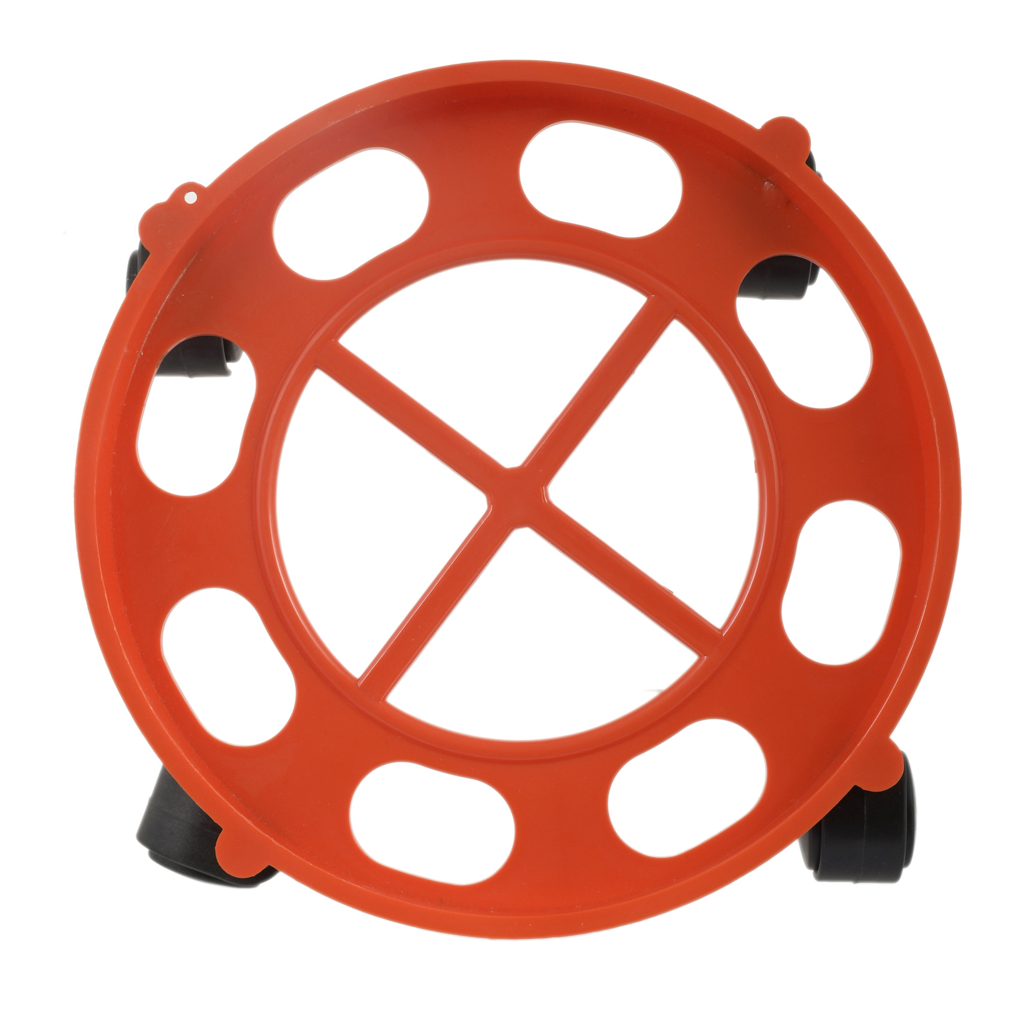 Kuber industries Cylinder Easily Movable Plastic Trolley Stand with Wheels (Blue & Red)