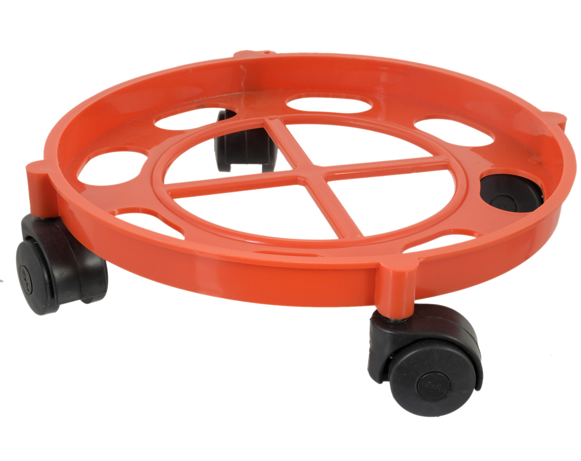Kuber industries Cylinder Easily Movable Plastic Trolley Stand with Wheels (Red)