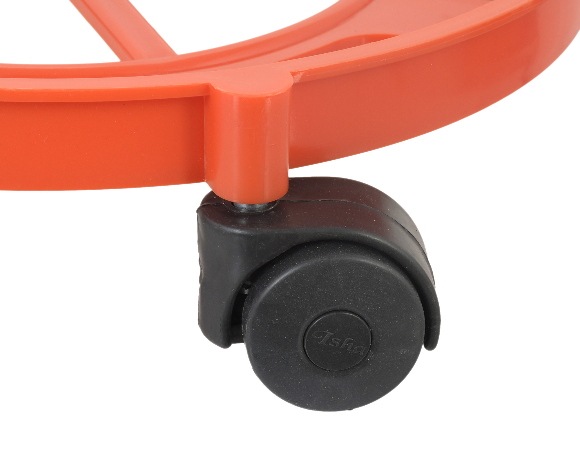 Kuber industries Cylinder Easily Movable Plastic Trolley Stand with Wheels (Red)