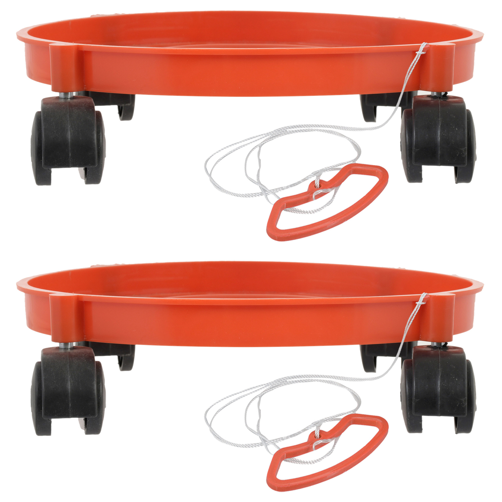 Kuber industries Cylinder Easily Movable Plastic Trolley Stand with Wheels (Red)
