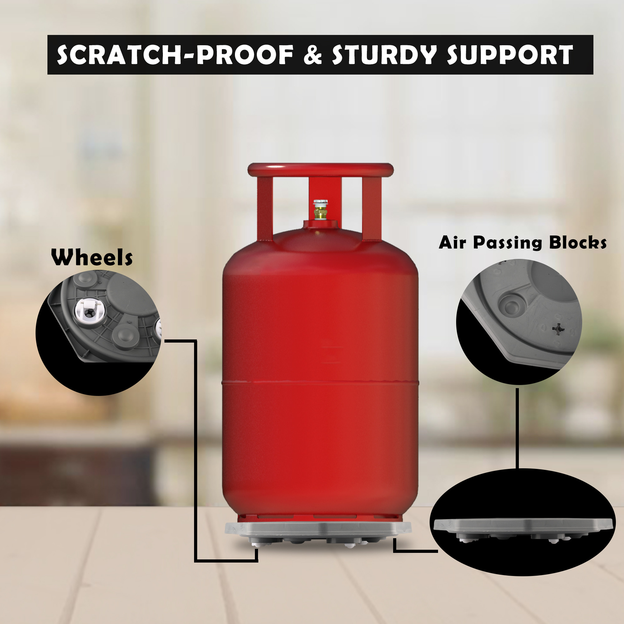 Kuber Industries Cylinder Trolley  Gas Cylinder Stand with Wheels  Gas Stove Stand  Water Can Stand  LPG Cylinder Stand  Easily Movable Stand  Trolly for Kitchen  Star  Grey