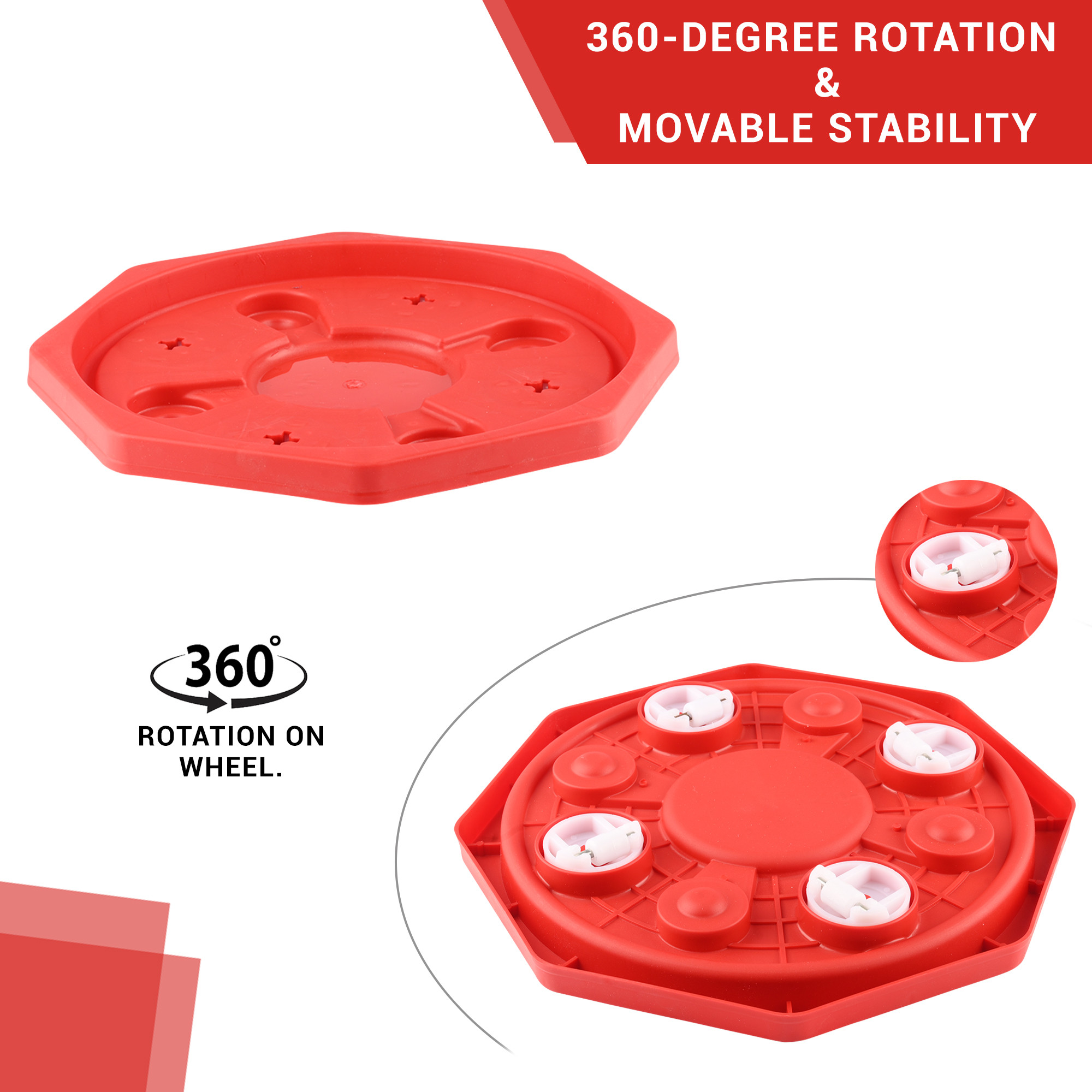 Kuber Industries Cylinder Trolley  Gas Cylinder Stand with Wheels  Gas Stove Stand  Water Can Stand  LPG Cylinder Stand  Easily Movable Stand  Trolly for Kitchen  Star  Red