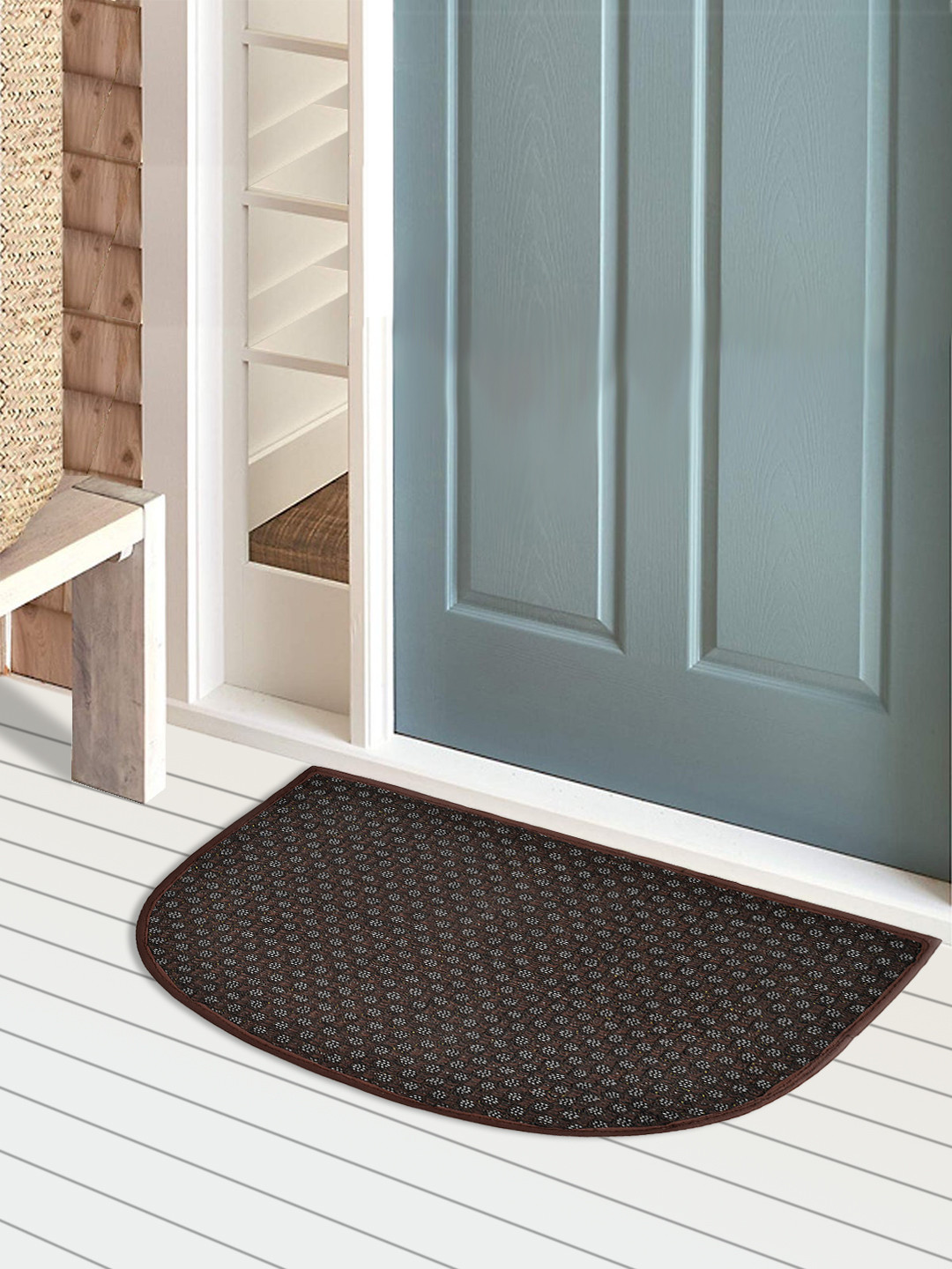 Kuber Industries D Shape Anti-Slip Durable Rubber Door Mat, Welcome Mat For Entryway,Patio,Garage, Outdoor, 21