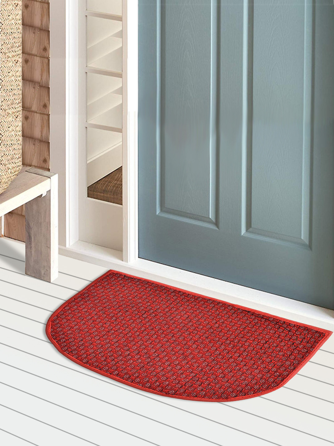 Kuber Industries D Shape Anti-Slip Durable Rubber Door Mat, Welcome Mat For Entryway,Patio,Garage, Outdoor, 21