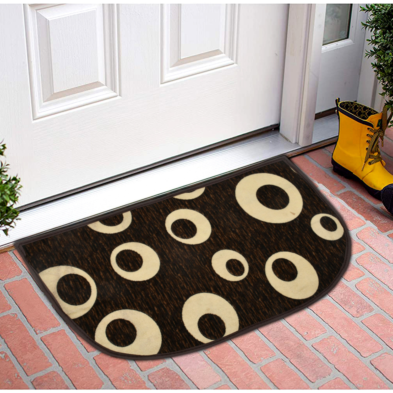 Kuber Industries D Shape Anti-Slip Durable Rubber Door Mat, Welcome Mat For Entryway,Patio,Garage, Outdoor, 21