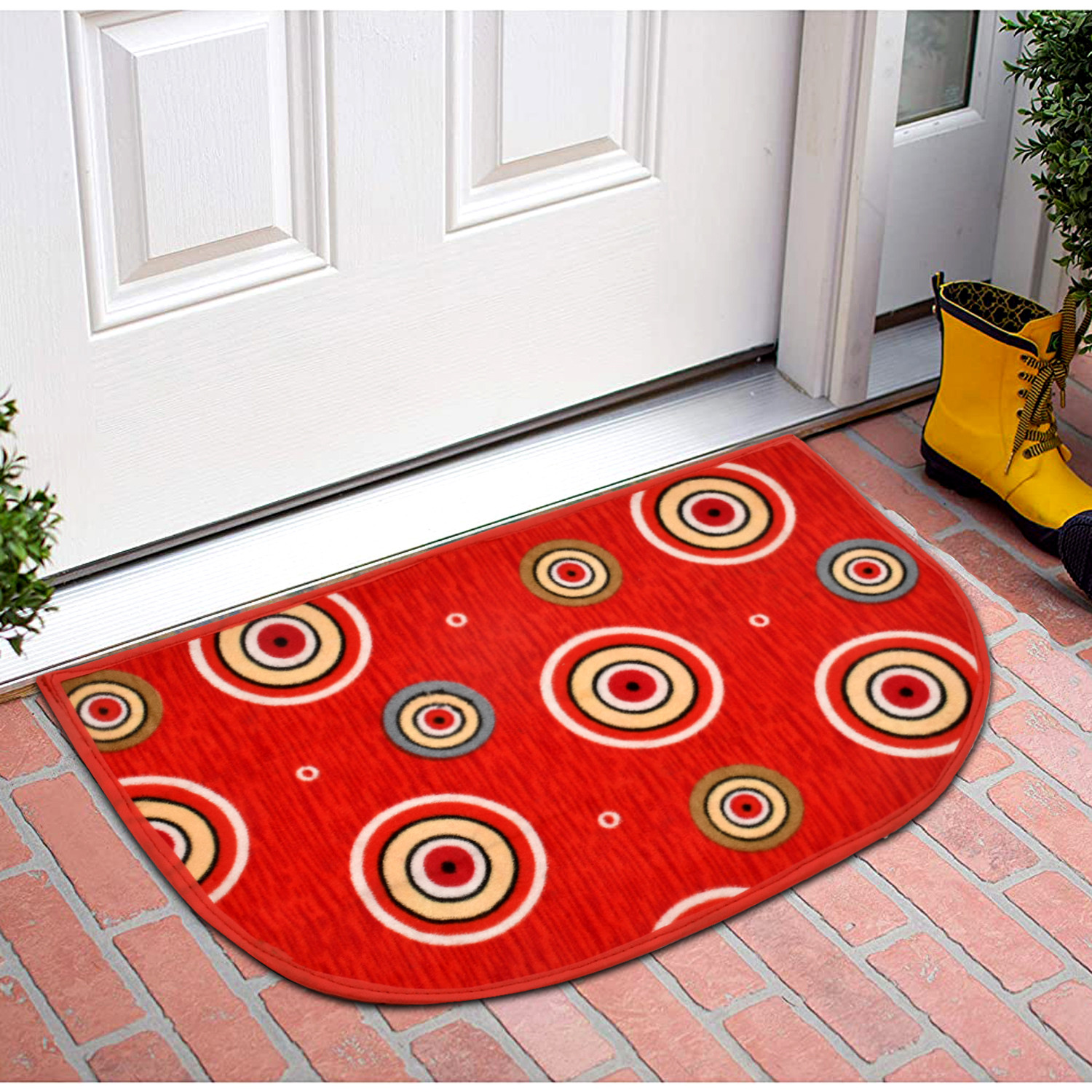 Kuber Industries D Shape Anti-Slip Durable Rubber Door Mat, Welcome Mat For Entryway,Patio,Garage, Outdoor, 21