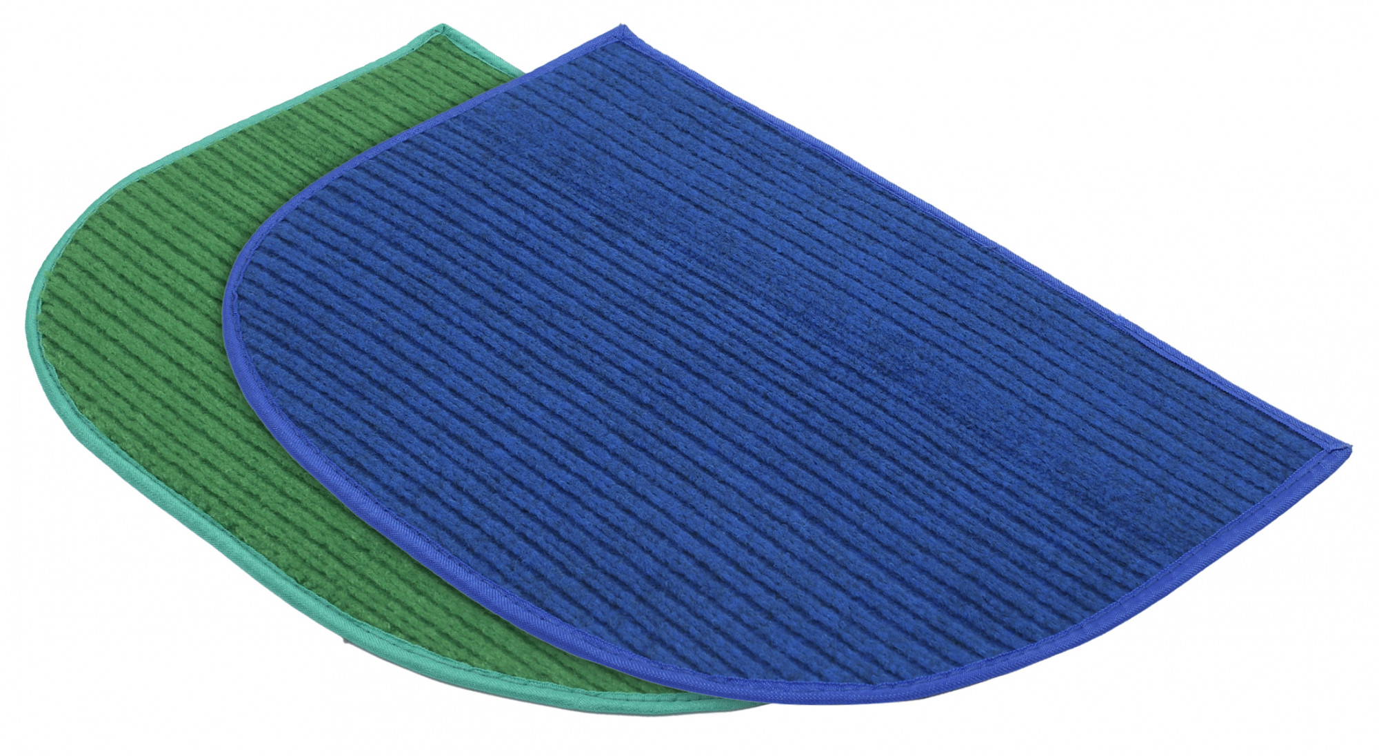 Kuber Industries D-Shape Microfiber Anti Slip 2 Pieces Door Mat (14'' x 23'',Green & Blue)-KUBMRT12204