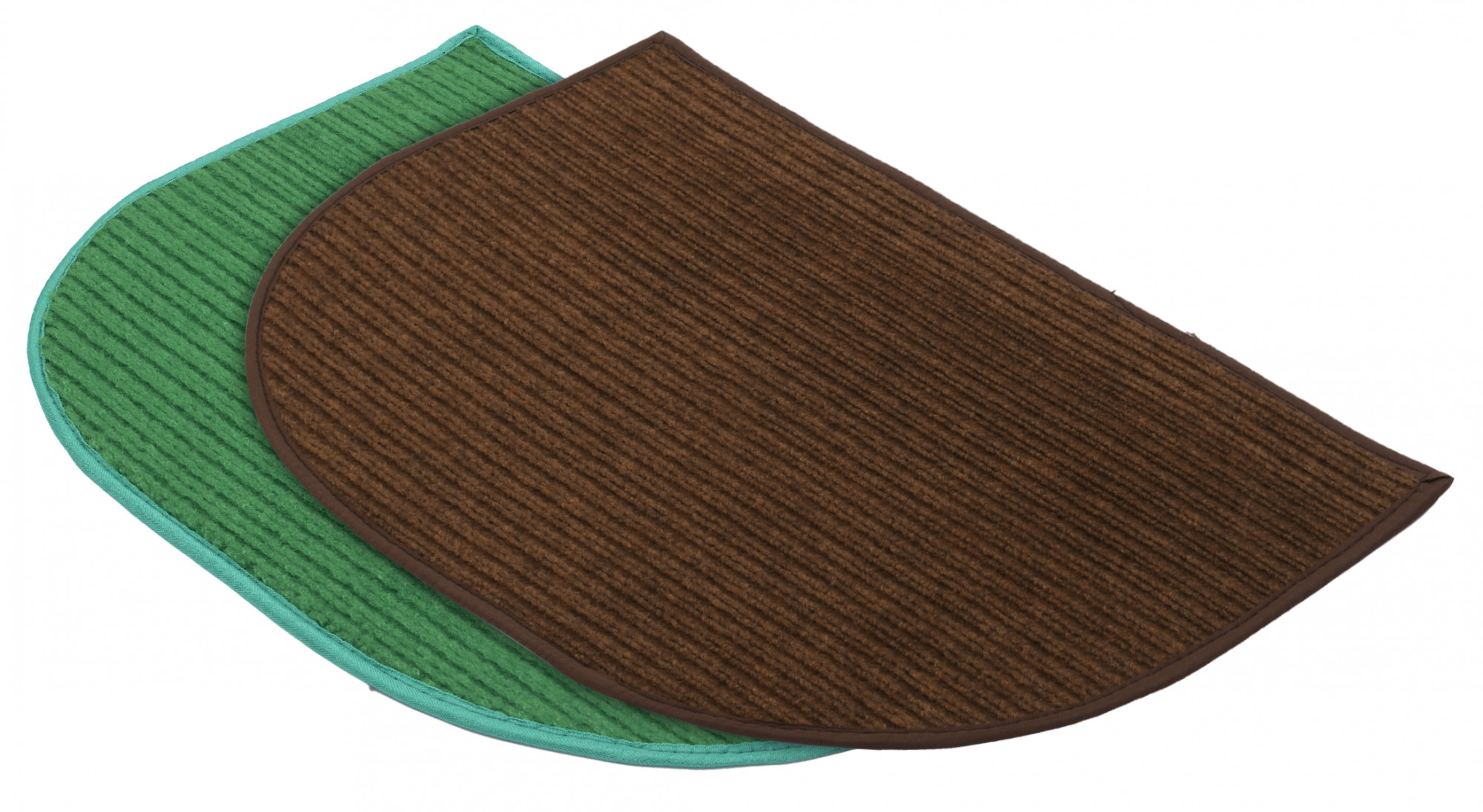 Kuber Industries D-Shape Microfiber Anti Slip 2 Pieces Door Mat (14'' x 23'',Green & Brown)-KUBMRT12206