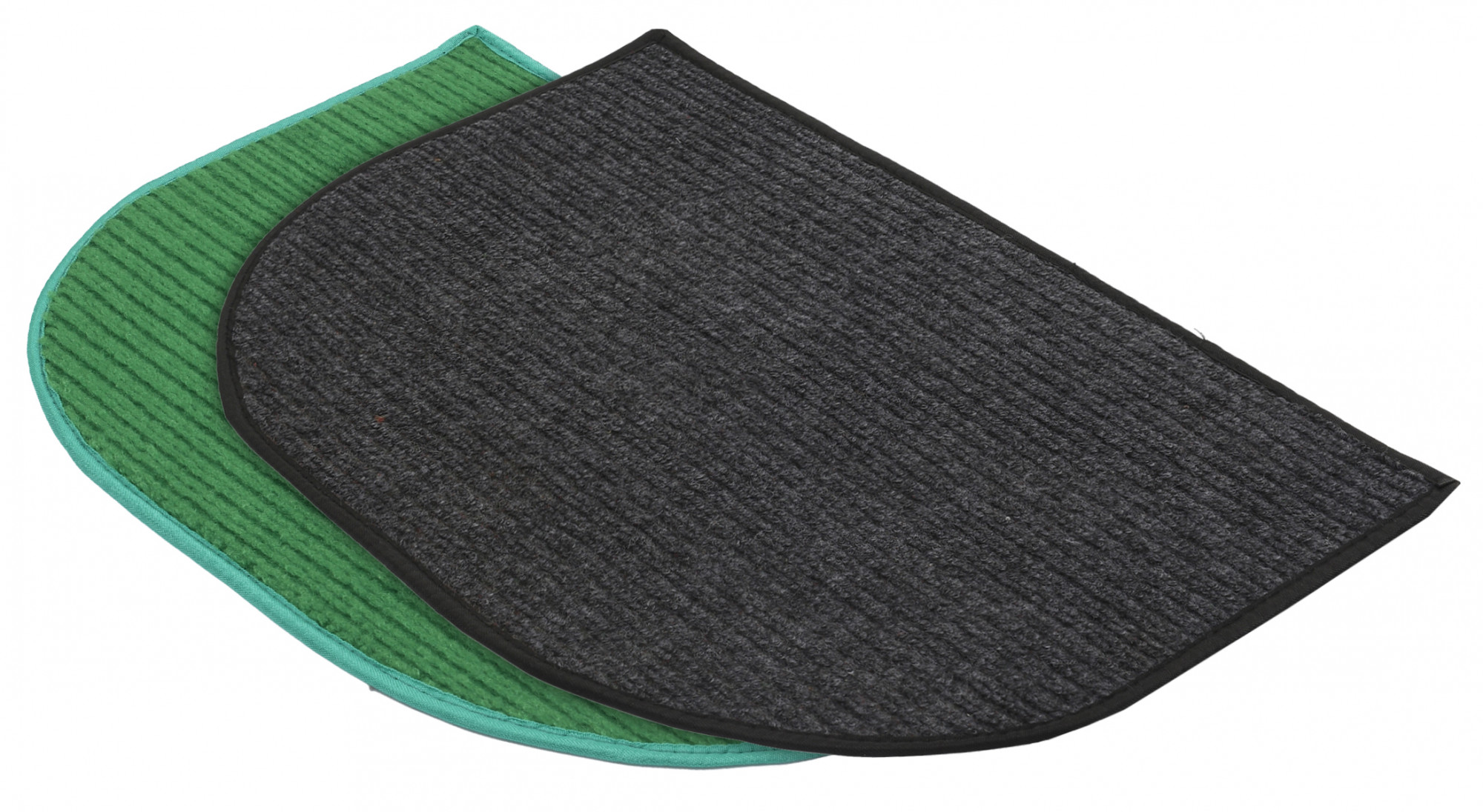 Kuber Industries D-Shape Microfiber Anti Slip 2 Pieces Door Mat (14'' x 23'',Green & Grey)-KUBMRT12202