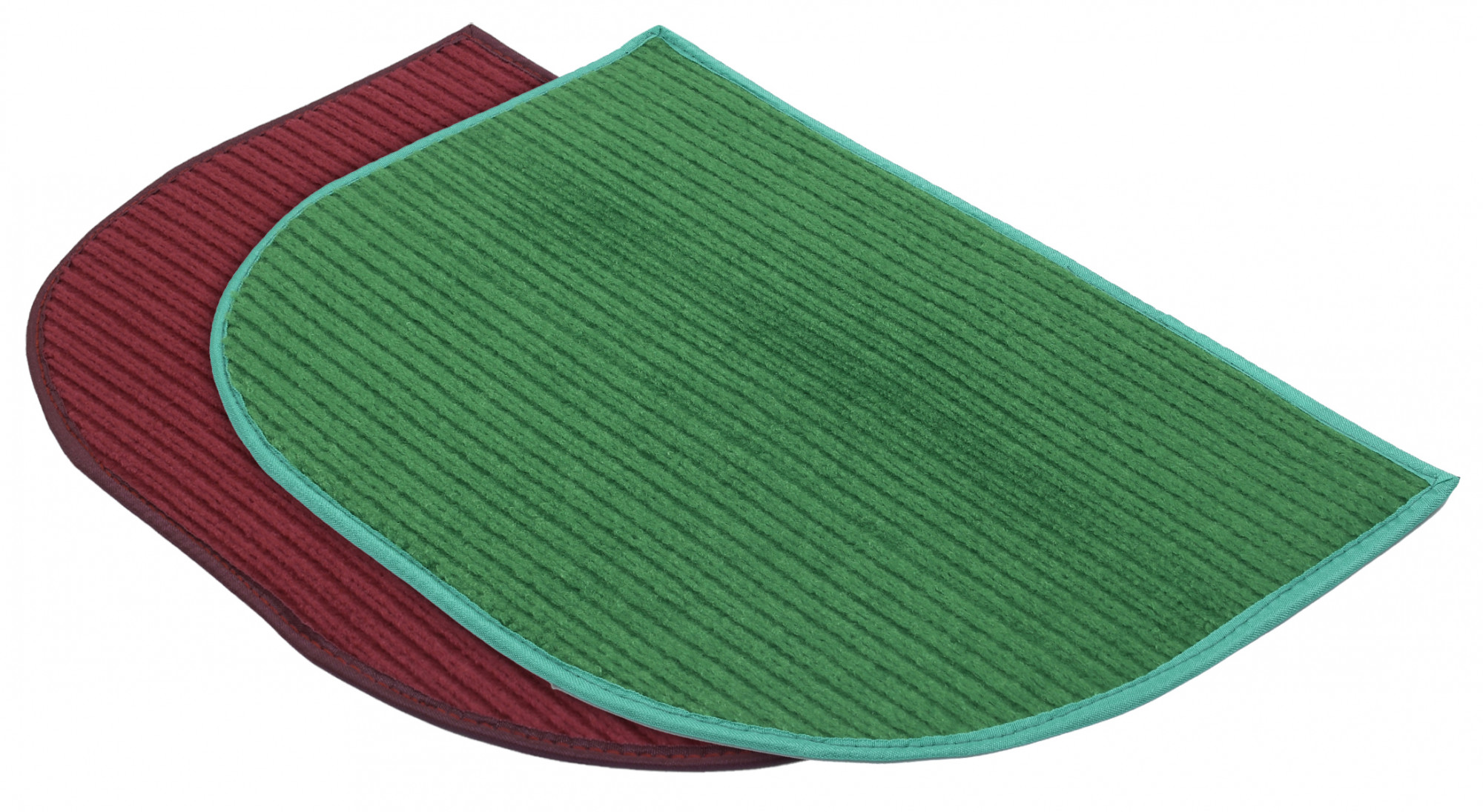 Kuber Industries D-Shape Microfiber Anti Slip 2 Pieces Door Mat (14'' x 23'',Maroon & Green)-KUBMRT12194