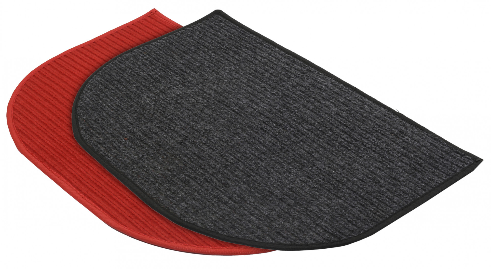 Kuber Industries D-Shape Microfiber Anti Slip 2 Pieces Door Mat (14'' x 23'',Red & Grey)-KUBMRT12188