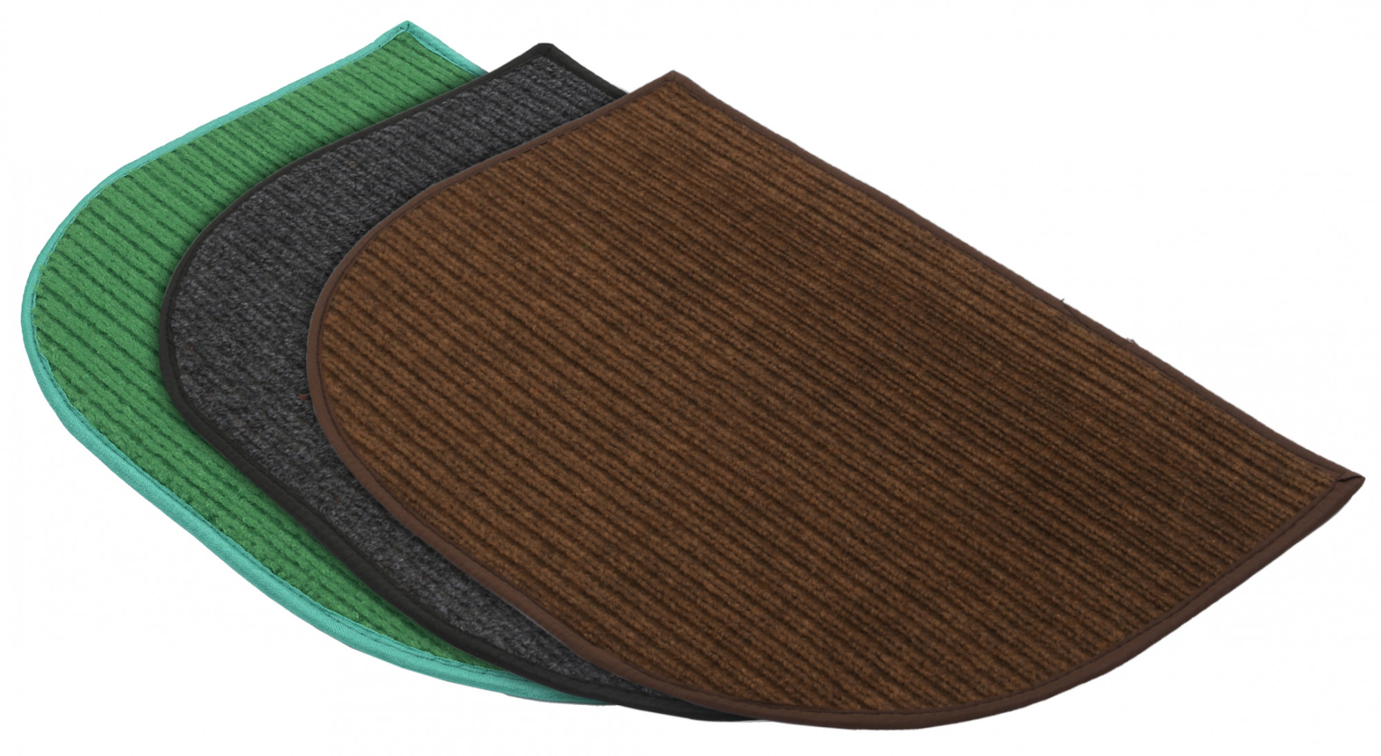 Kuber Industries D-Shape Microfiber Anti Slip 3 Pieces Door Mat (14'' x 23'',Green & Grey & Brown)-KUBMRT12230