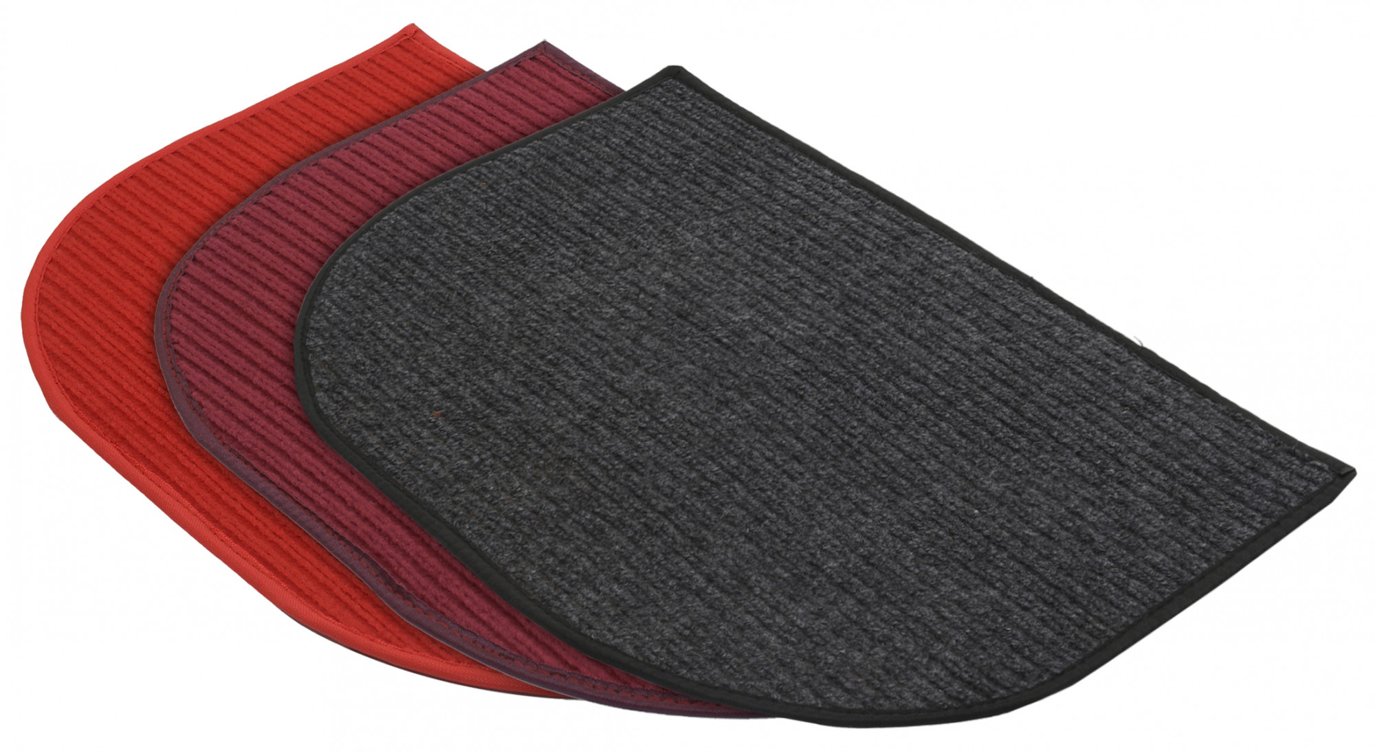 Kuber Industries D-Shape Microfiber Anti Slip 3 Pieces Door Mat (14'' x 23'',Red & Maroon & Grey)-KUBMRT12216