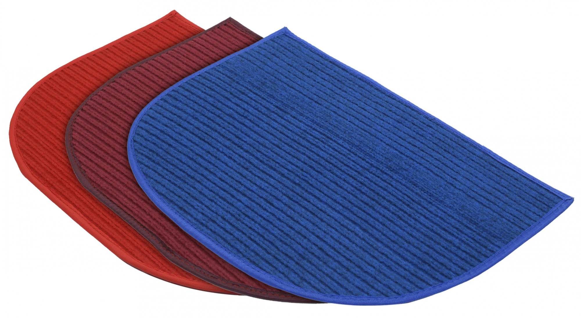 Kuber Industries D-Shape Microfiber Anti Slip 3 Pieces Door Mat (14'' x 23'',Red & Maroon & Blue)-KUBMRT12218