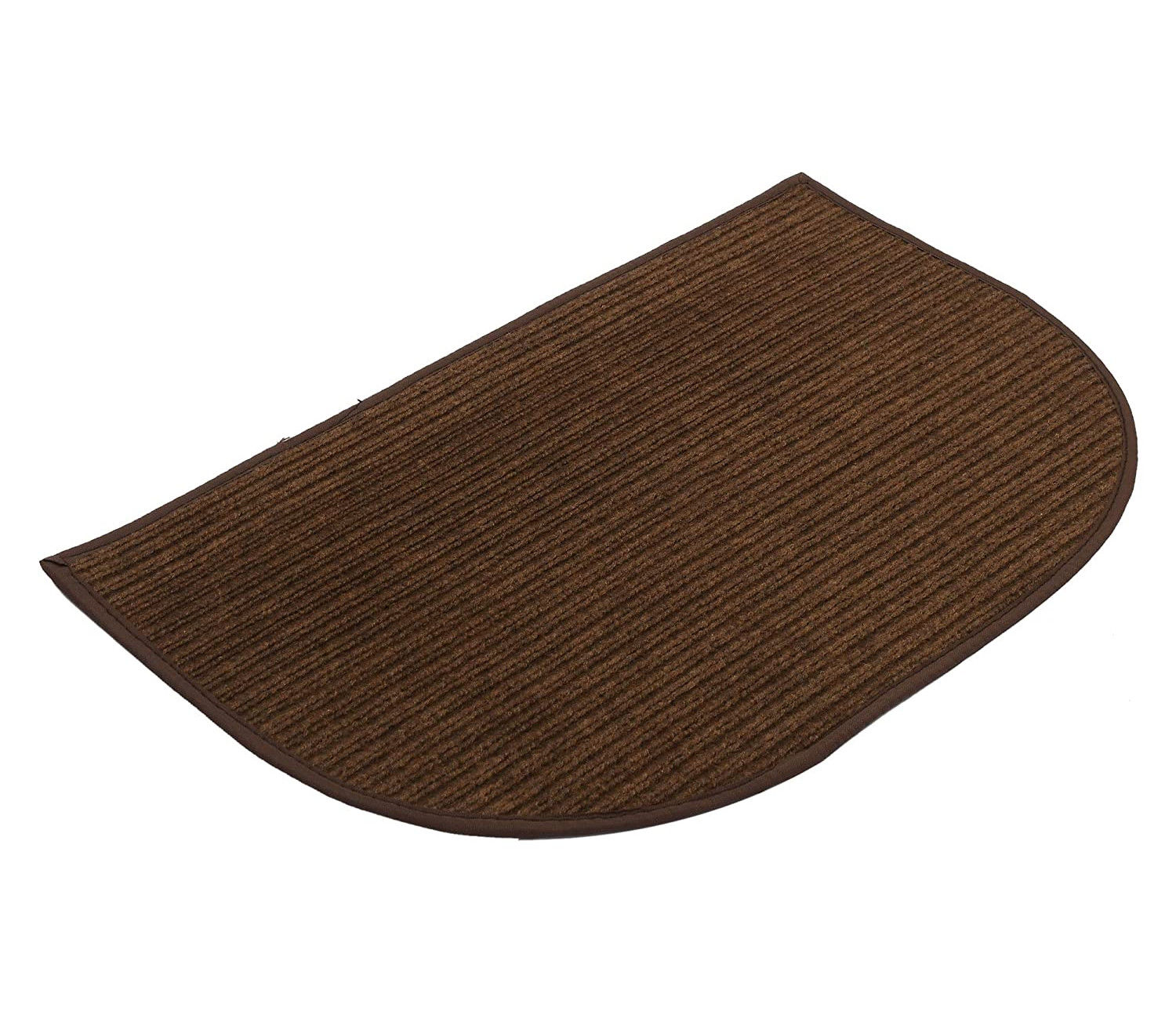 Kuber Industries D Shape Strips Design Microfiber Non-Slip Door Mat For Outdoor, Indoor 21 in. x 13 in. (Brown)