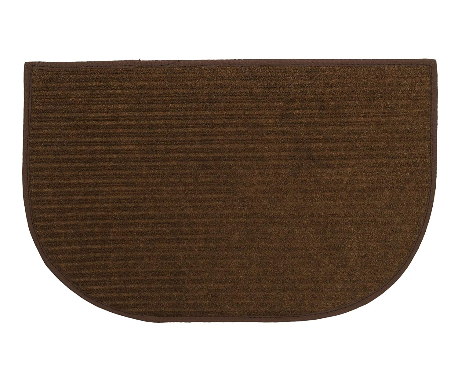 Kuber Industries D Shape Strips Design Microfiber Non-Slip Door Mat For Outdoor, Indoor 21 in. x 13 in. (Brown)