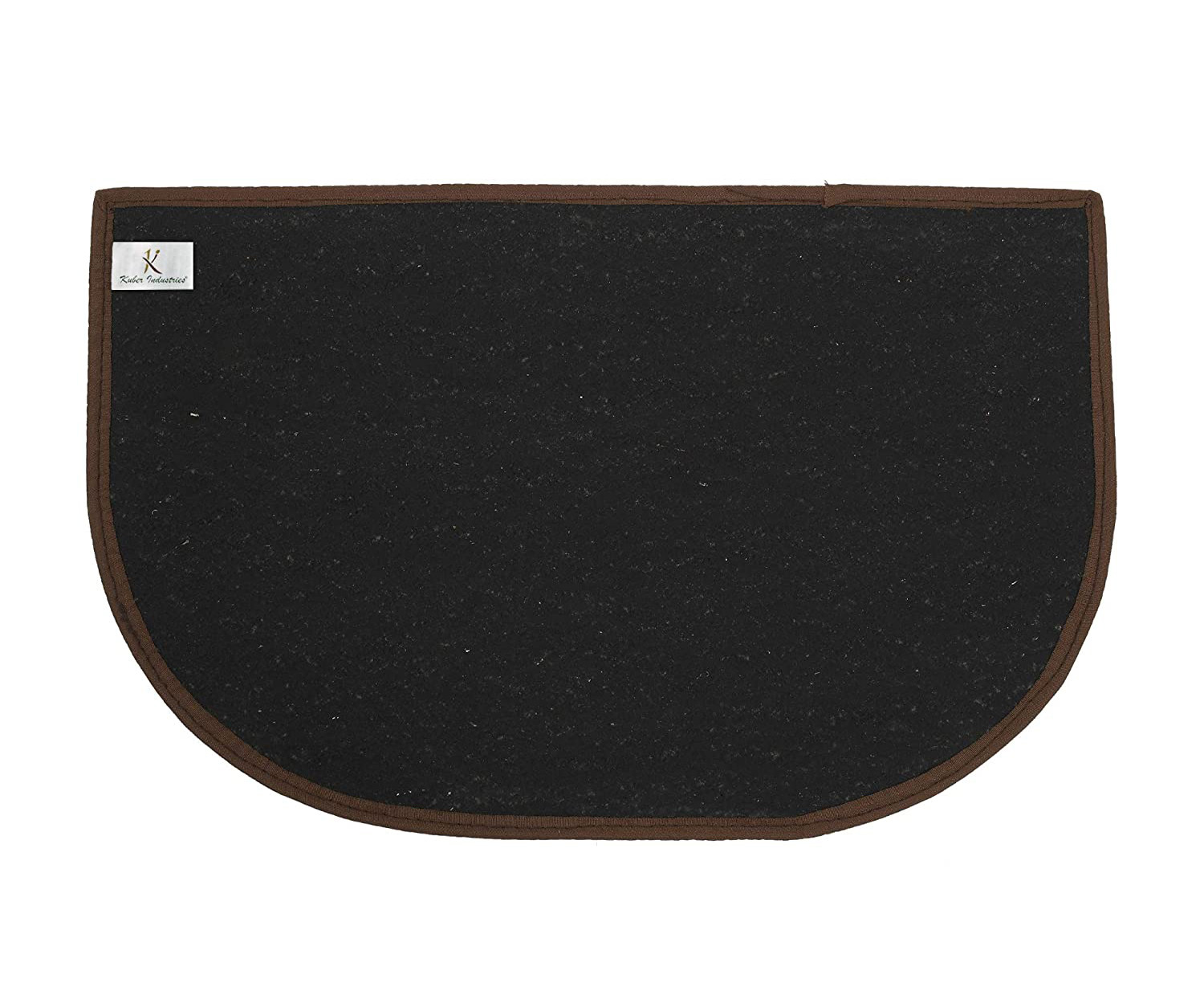 Kuber Industries D Shape Strips Design Microfiber Non-Slip Door Mat For Outdoor, Indoor 21 in. x 13 in. (Brown)