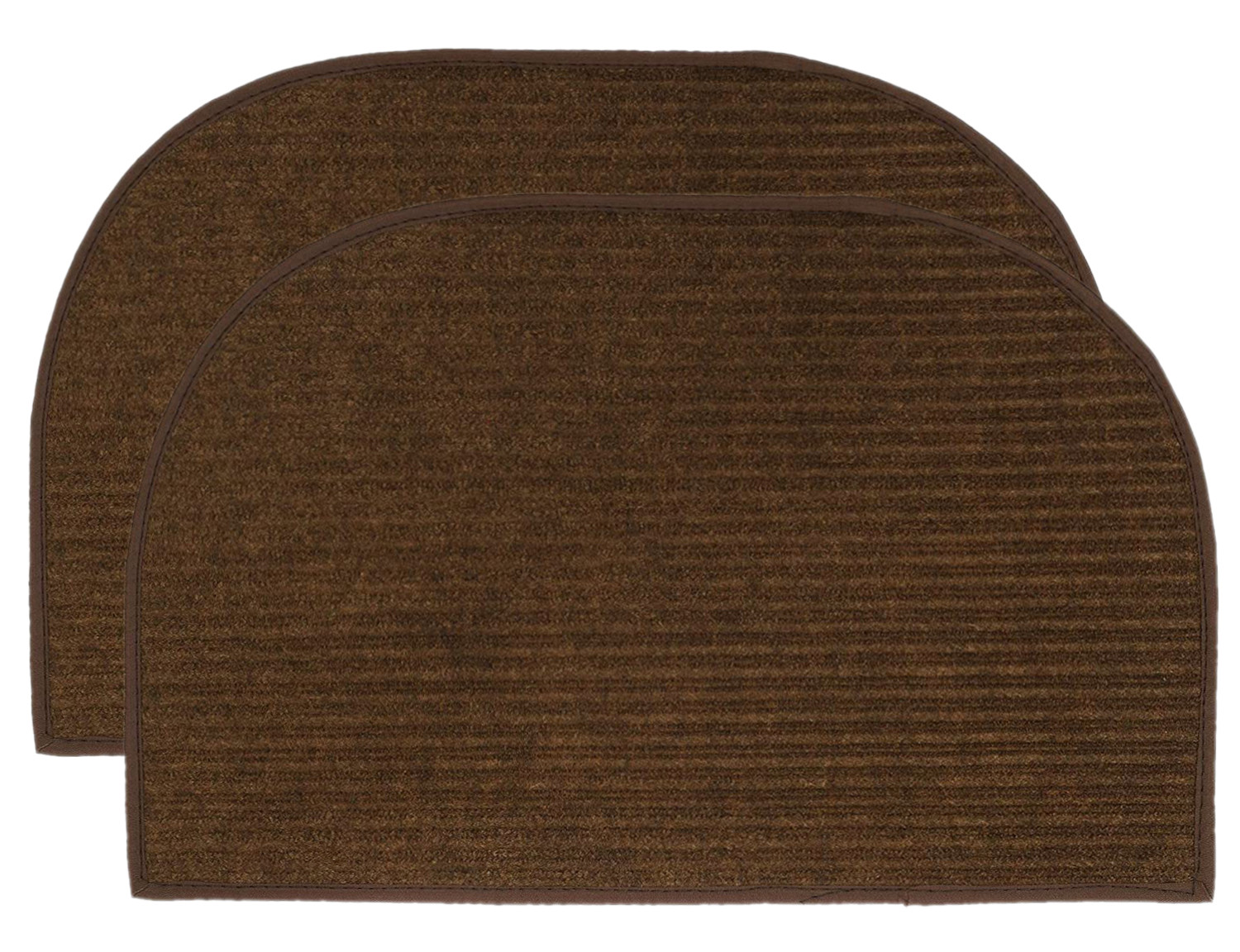 Kuber Industries D Shape Strips Design Microfiber Non-Slip Door Mat For Outdoor, Indoor 21 in. x 13 in. (Brown)