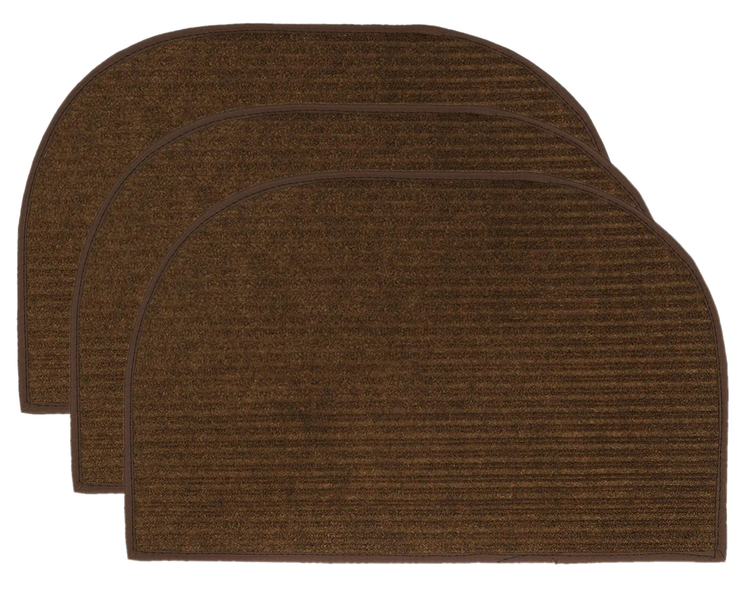 Kuber Industries D Shape Strips Design Microfiber Non-Slip Door Mat For Outdoor, Indoor 21 in. x 13 in. (Brown)
