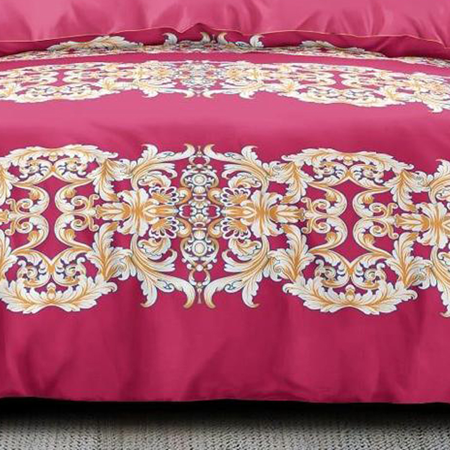 Kuber Industries Damask Print Microfibre Reversible Comforter, Double,150 GSM(Pink)