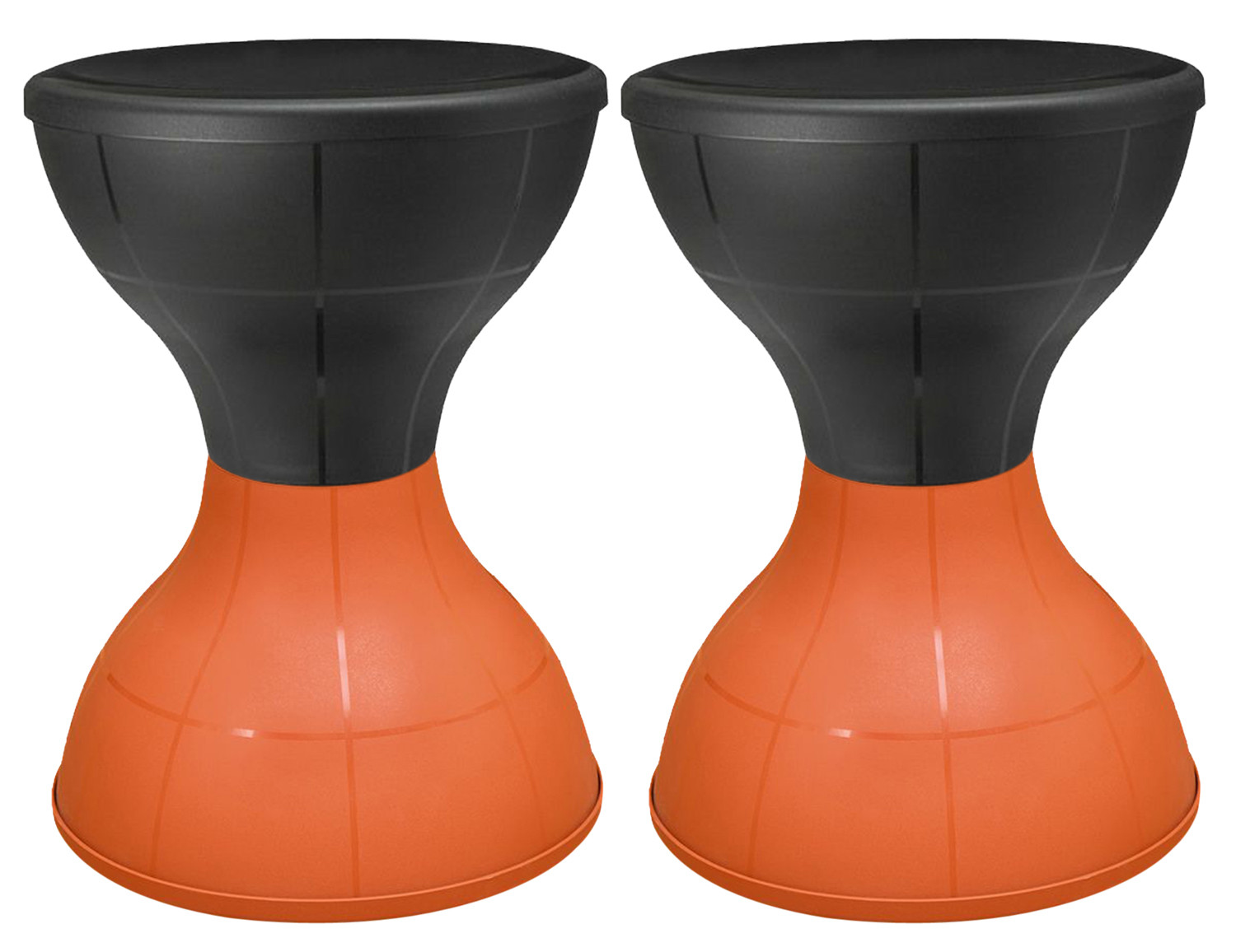 Kuber Industries Damroo Style Portable, Ligthweight Both Sided Plastic Sitting Stool For Living Room, Hotel, Bar, Garden (Black & Orange)