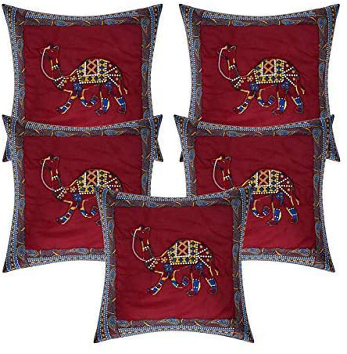 Kuber Industries Dancing Women With Designer Border Cotton Diwan Set With 8 Pieces (Maroon)