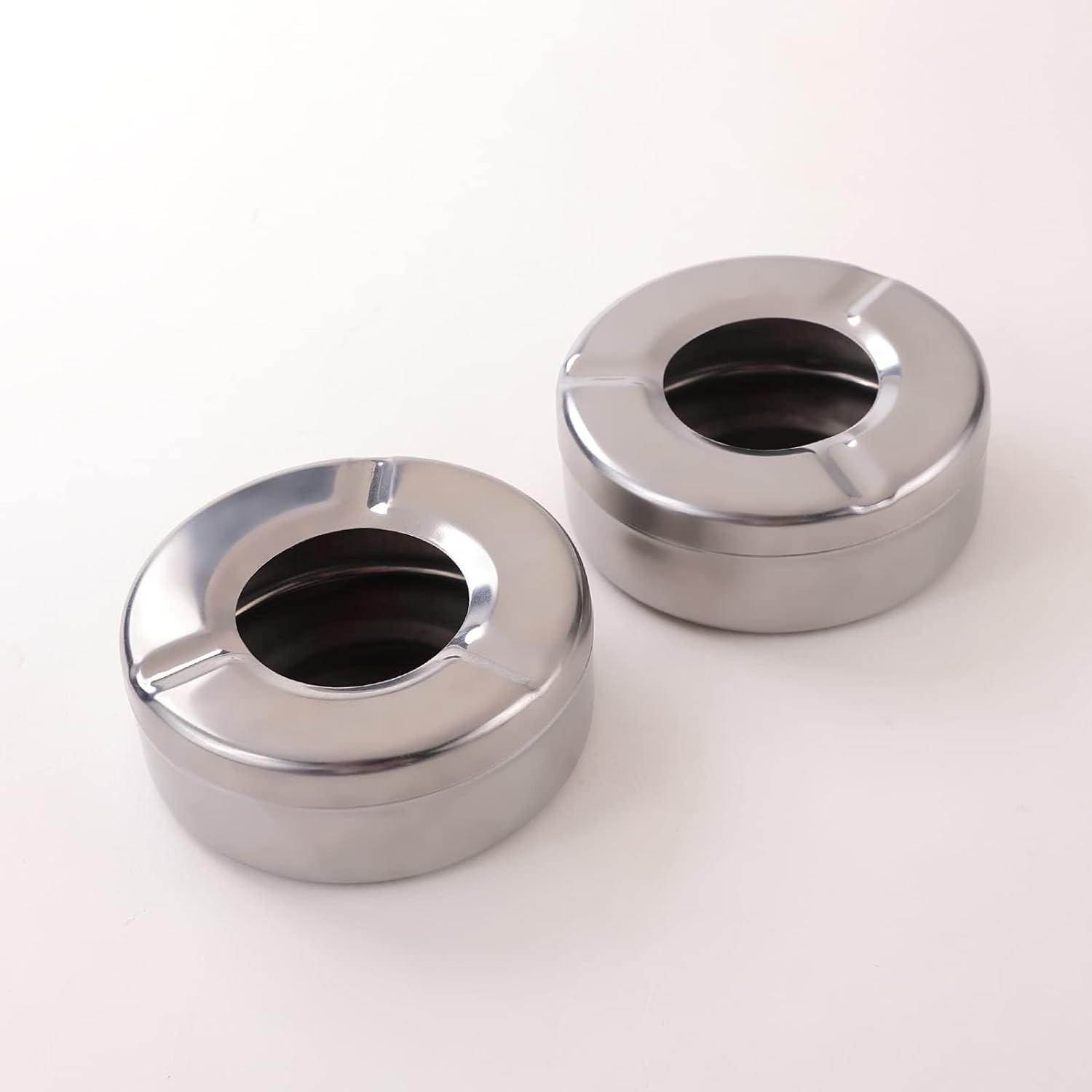 Kuber Industries Decorative Ash tray Stylish|Round Shape Pack of 2 (Silver)