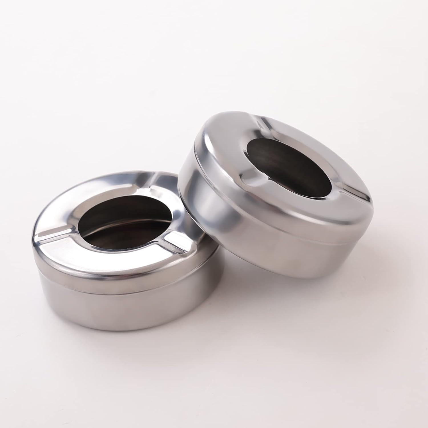 Kuber Industries Decorative Ash tray Stylish|Round Shape Pack of 2 (Silver)