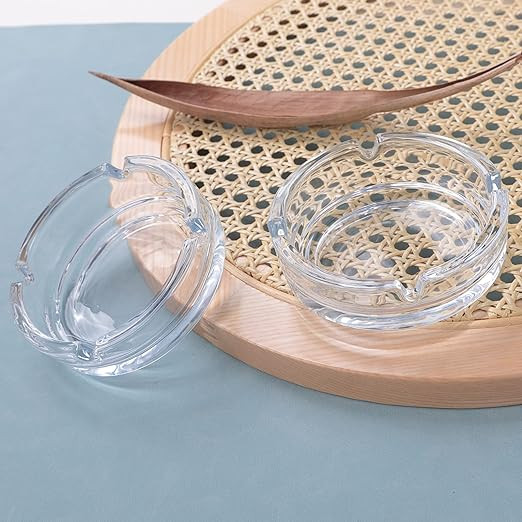 Kuber Industries Decorative Ash tray Stylish|Round Shape Pack of 2 (Transparent)