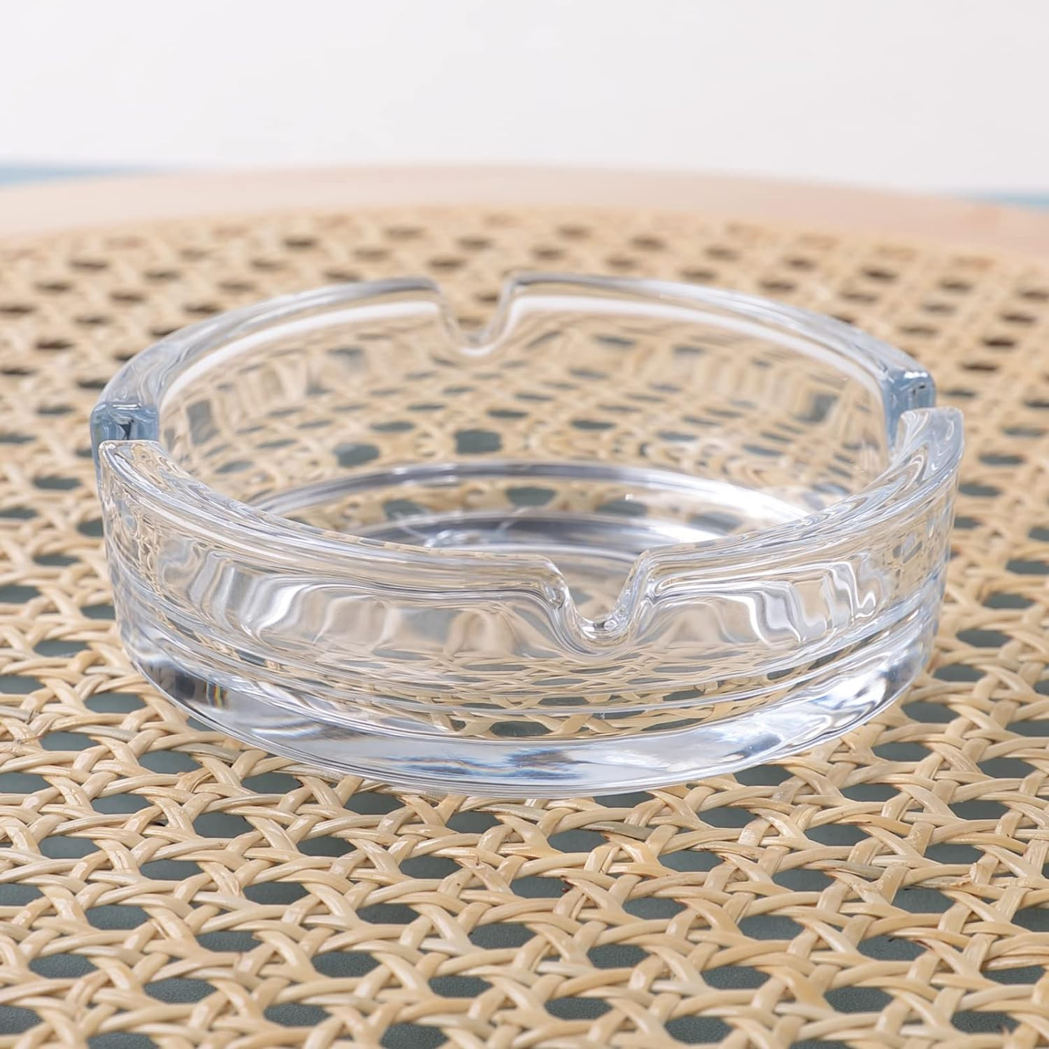 Kuber Industries Decorative Ash tray Stylish|Round Shape Pack of 2 (Transparent)